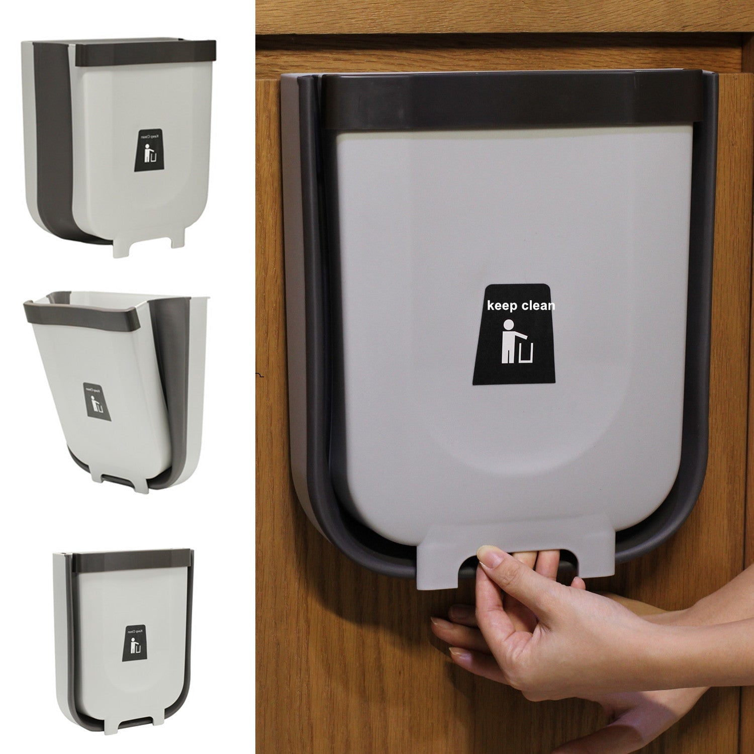 Trash Can 2.3Gallon for Kitchen Bathroom Outdoor - Grey