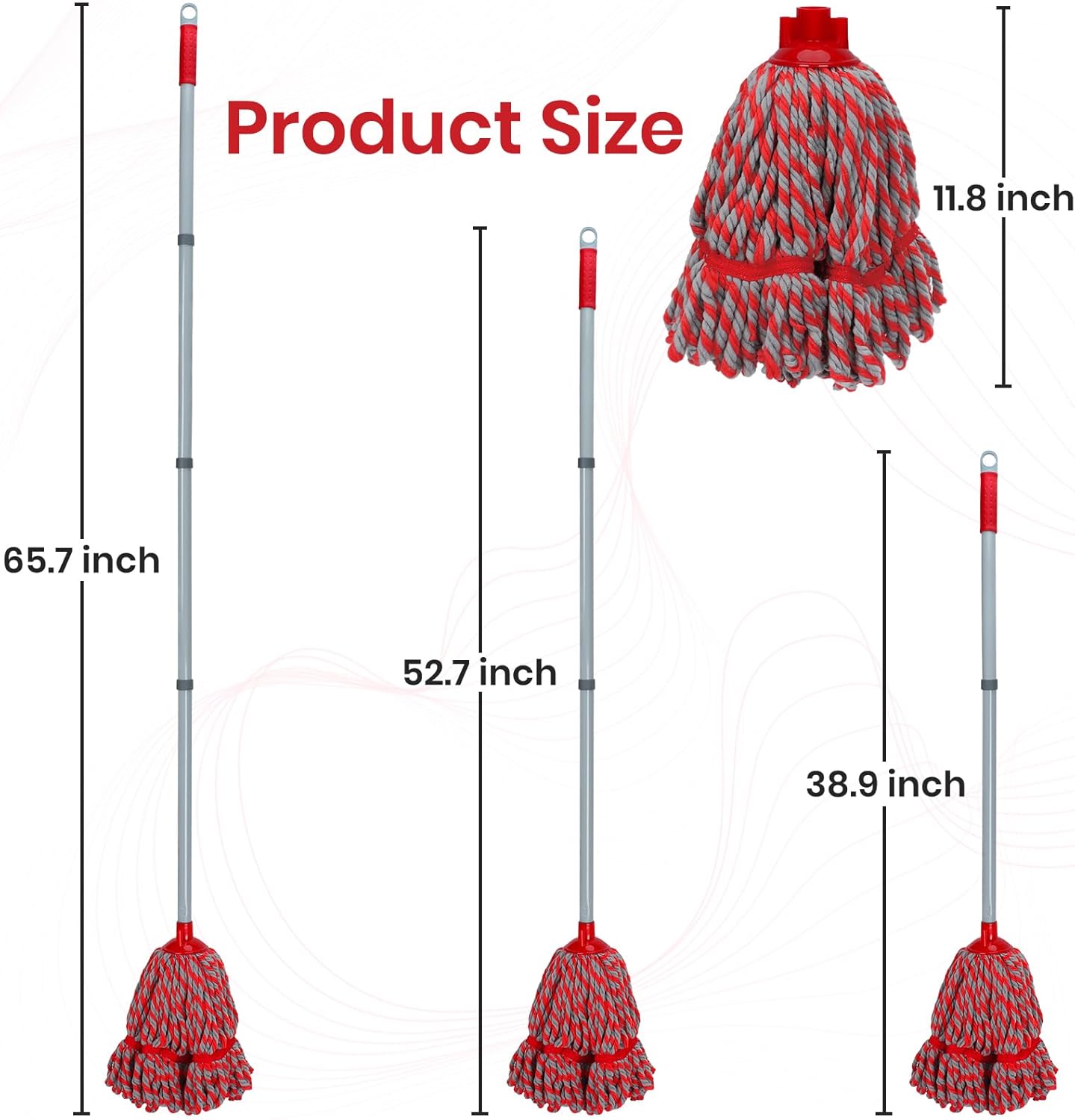 Mop Floor Cleaning, Microfiber Twist Hardwood Floor Mops, Traditional Deck Mop for Wooden Floor, Laminate, Tile