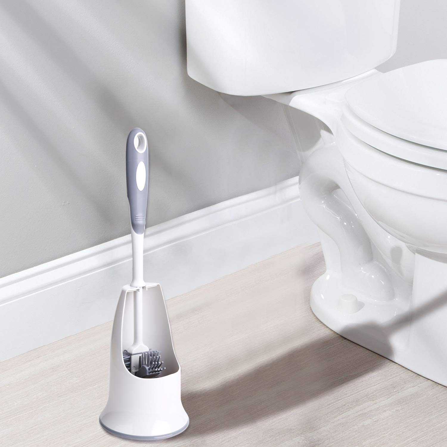 TreeLen Toilet Brush Set,Toilet Bowl Brush and Holder for Bathroom Toilet - White 2 PCS