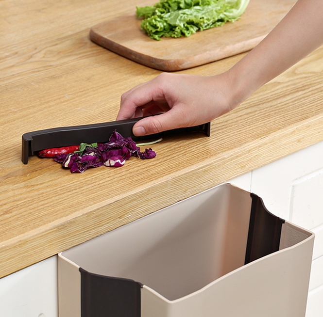 Trash Can 2.3Gallon for Kitchen Bathroom Outdoor - Brown Khaki