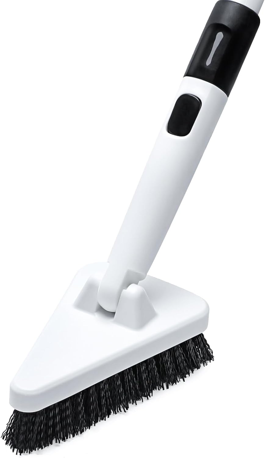 Shower Scrub Brush 51" Long Handled Scrub Brush for Shower Bathroom Brush Cleaner Stiff Bristles Floor Scrubber for Cleaning Kitchen Tile Wall Sink and Grout