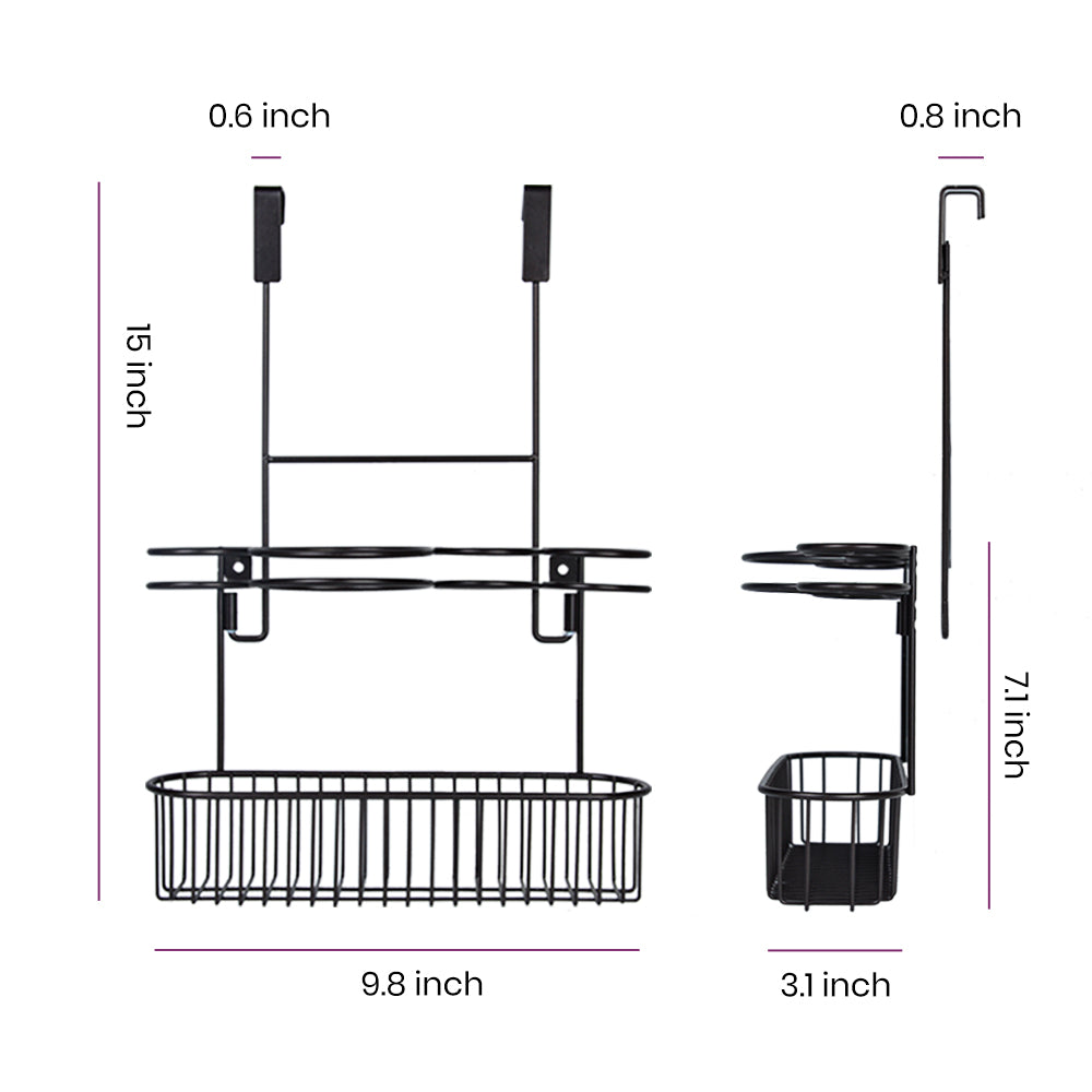 TreeLen Hair Dryer Holder Organizer Bathroom Styling Tool Appliance Storage Caddy 2 in 1 Wall Mount/Cabinet Door for Hot Curling Iron Straightener Brushes-Bronze