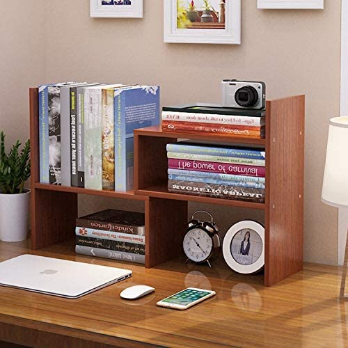 Office Storage Rack Desktop Organizer,Home Decor Adjustable Wood Display Shelf,Birthday Gifts,True Natural Stand Shelf,Brown