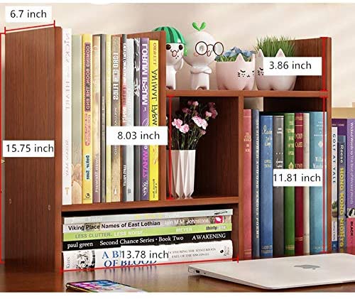 Office Storage Rack,Desktop Organizer,Home Decor Adjustable Wood Display Shelf Rack,True Natural Stand Shelf,Office Supplies Desk Organizer,Brown