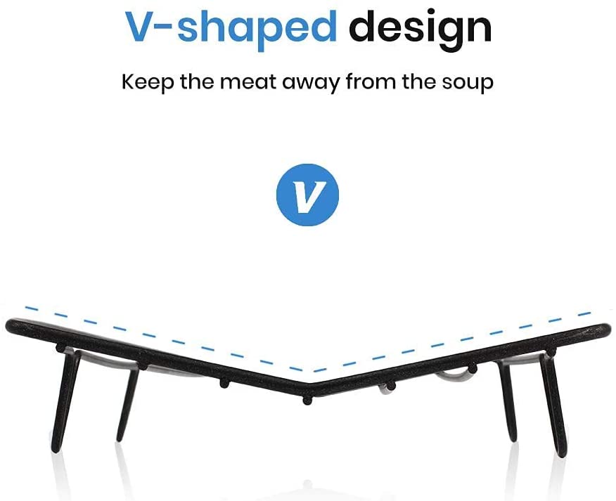 TreeLen Roasting Rack for Roasting Pan,Baking Rack for Cooking, Roasting, Cooling and Grilling,V Shape Non-Stick Wire Rack,10×8 inches Black