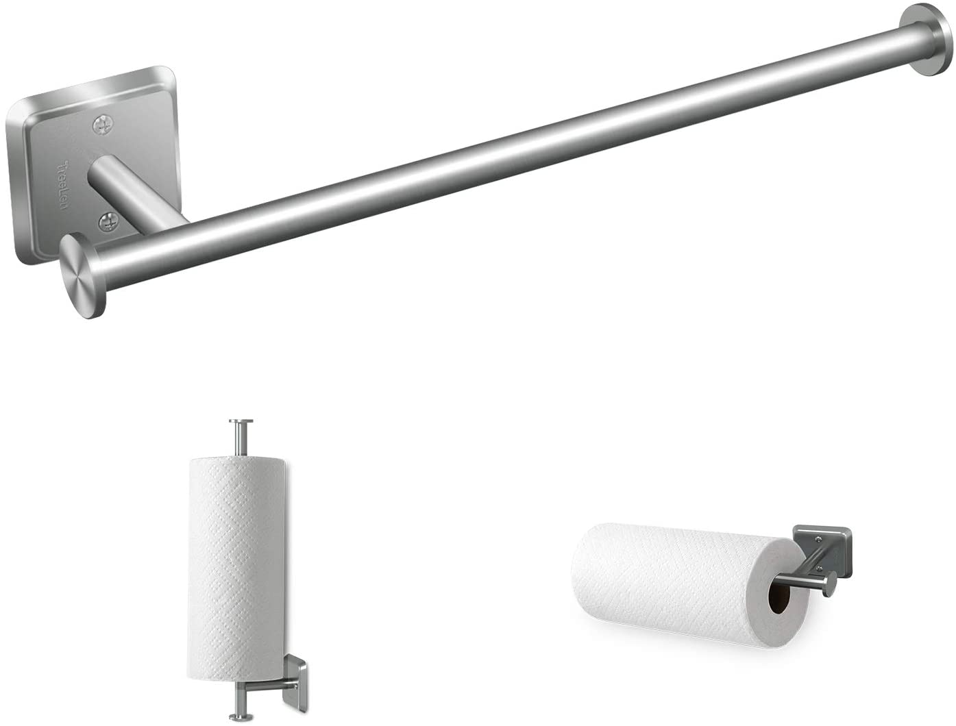 Paper Towel Holder Under Cabinet Mount Hanging Paper Towel Roll Dispenser Wall Mounted Storage Mega Rolls-Nickel