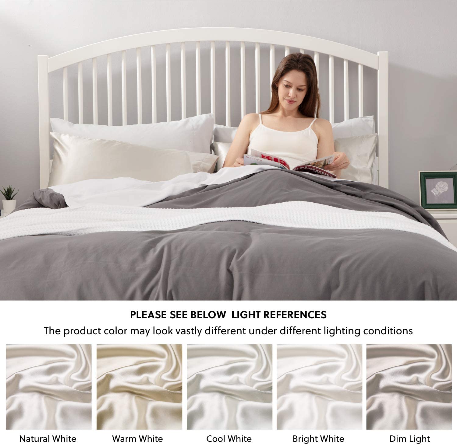 Satin Pillowcase for Hair and Skin, 2-Pack Pillow Cases - Satin Pillow Covers with Envelope Closure, Beige