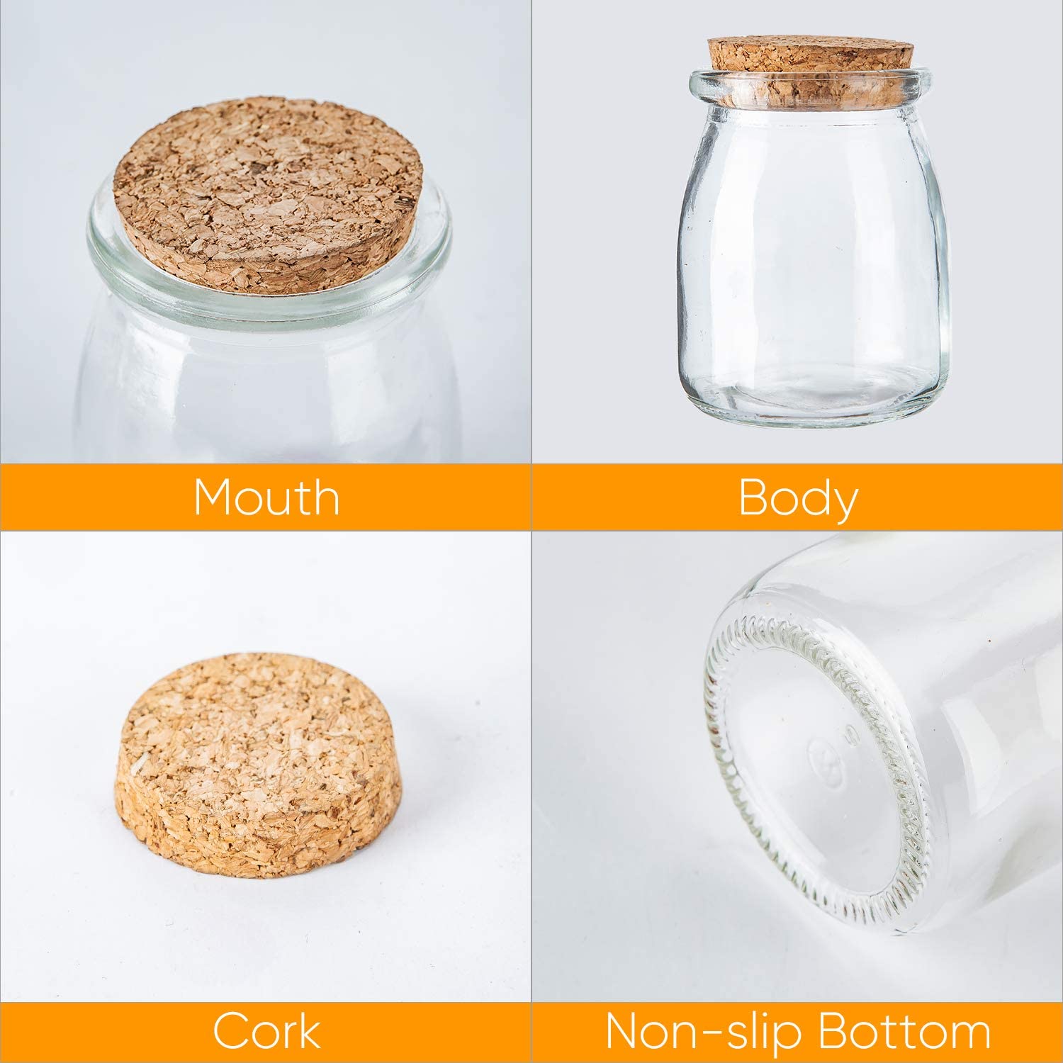Mini Yogurt Jars 30 Pack, 7 oz Glass Favor Jars with Cork Lids, Glass Pudding jars, Glass Containers with Lids, Mason Jar Wedding Favors Honey Pot with Label Tags and String
