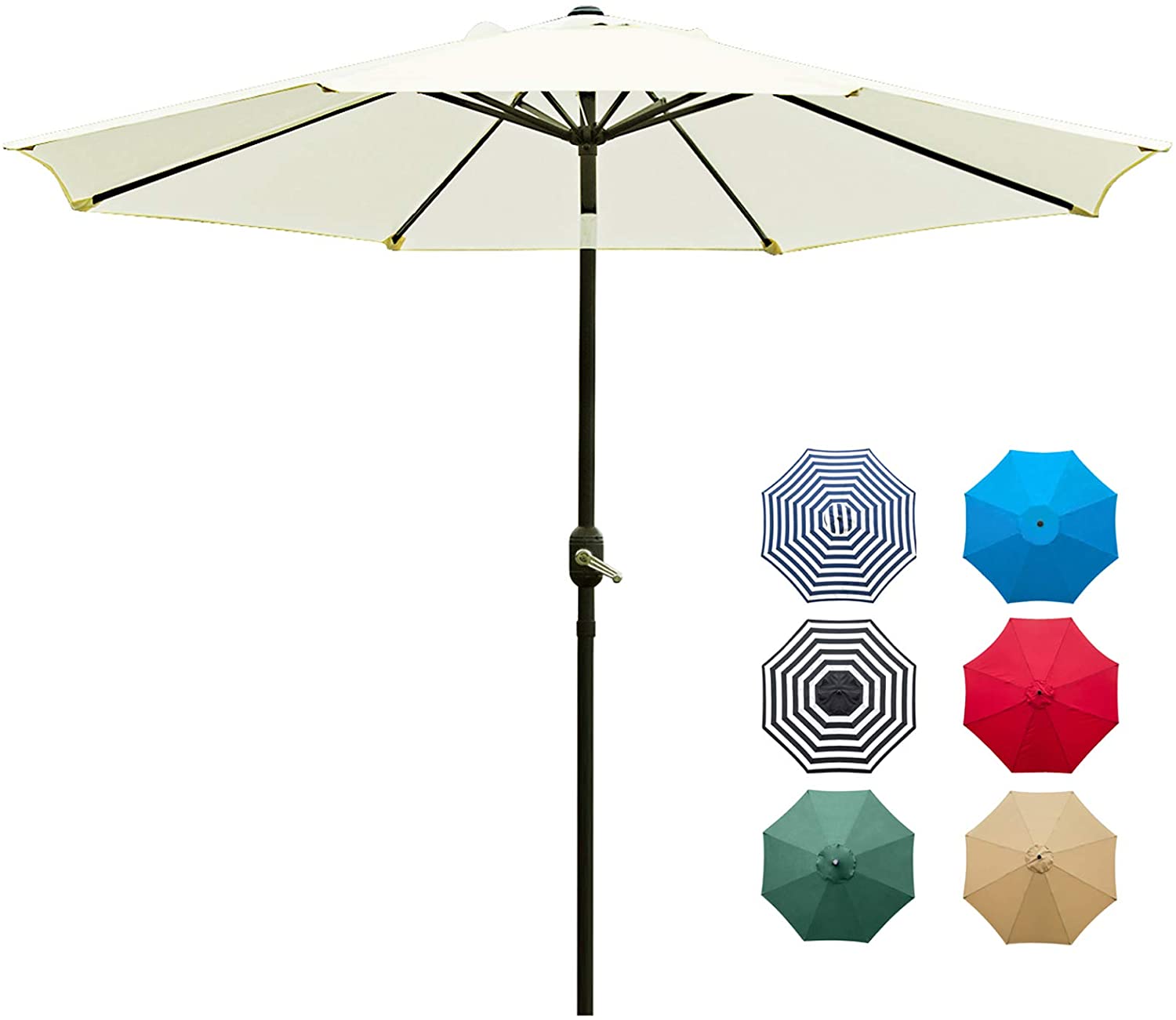 Patio, Lawn & Garden 9' Patio Umbrella Outdoor Table Umbrella with 8 Sturdy Ribs (Beige)