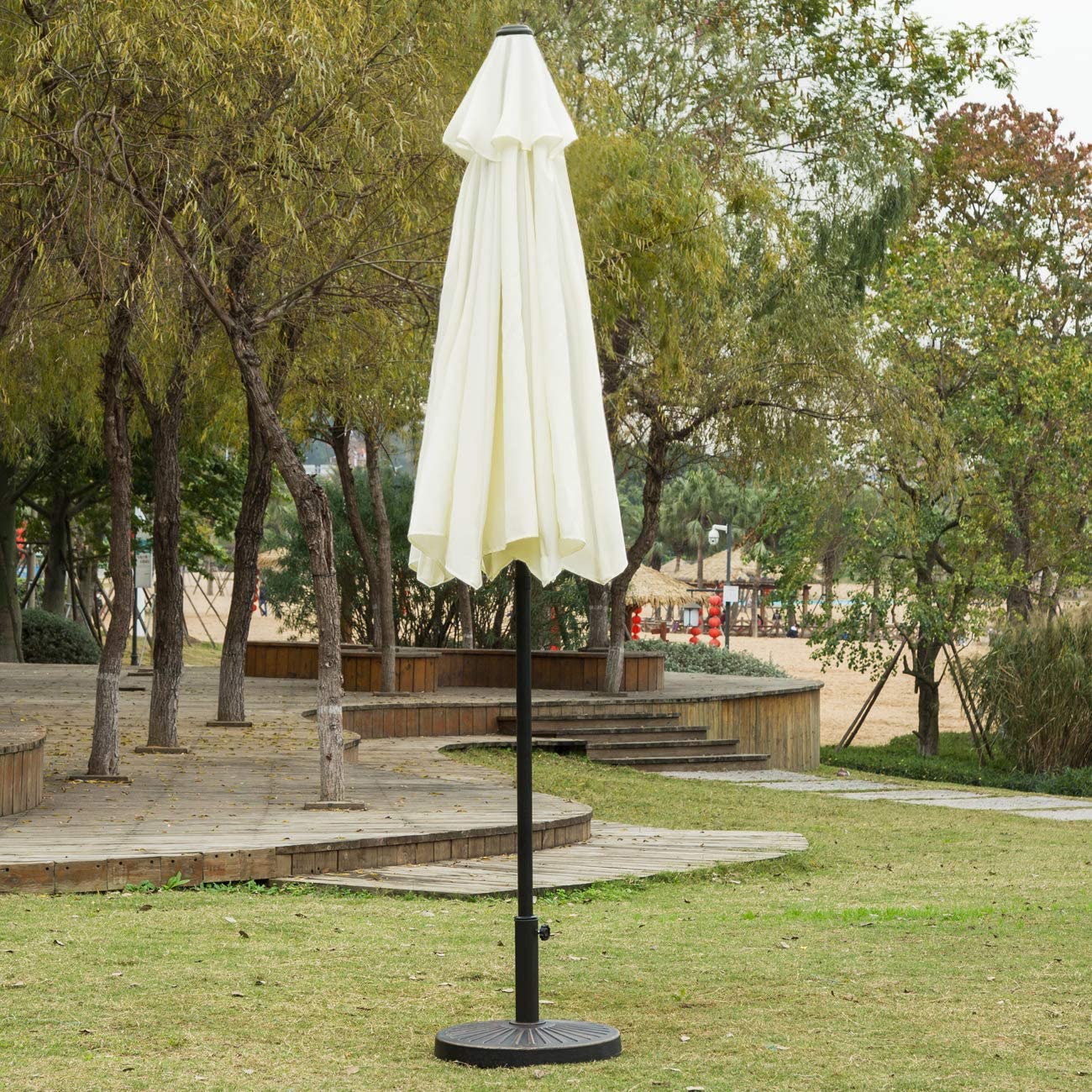 Patio, Lawn & Garden 9' Patio Umbrella Outdoor Table Umbrella with 8 Sturdy Ribs (Beige)
