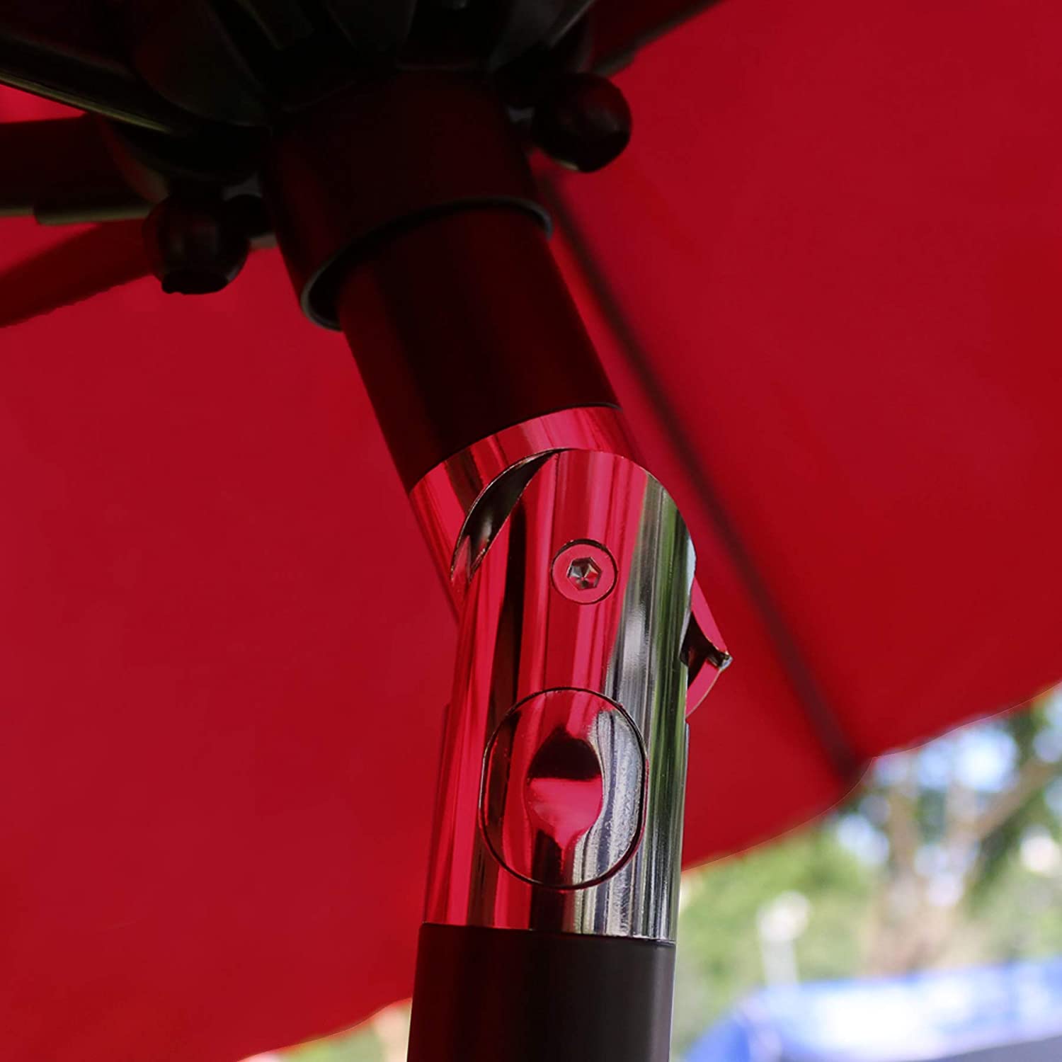 Patio, Lawn & Garden 9' Patio Umbrella Outdoor Table Umbrella with 8 Sturdy Ribs (Red)