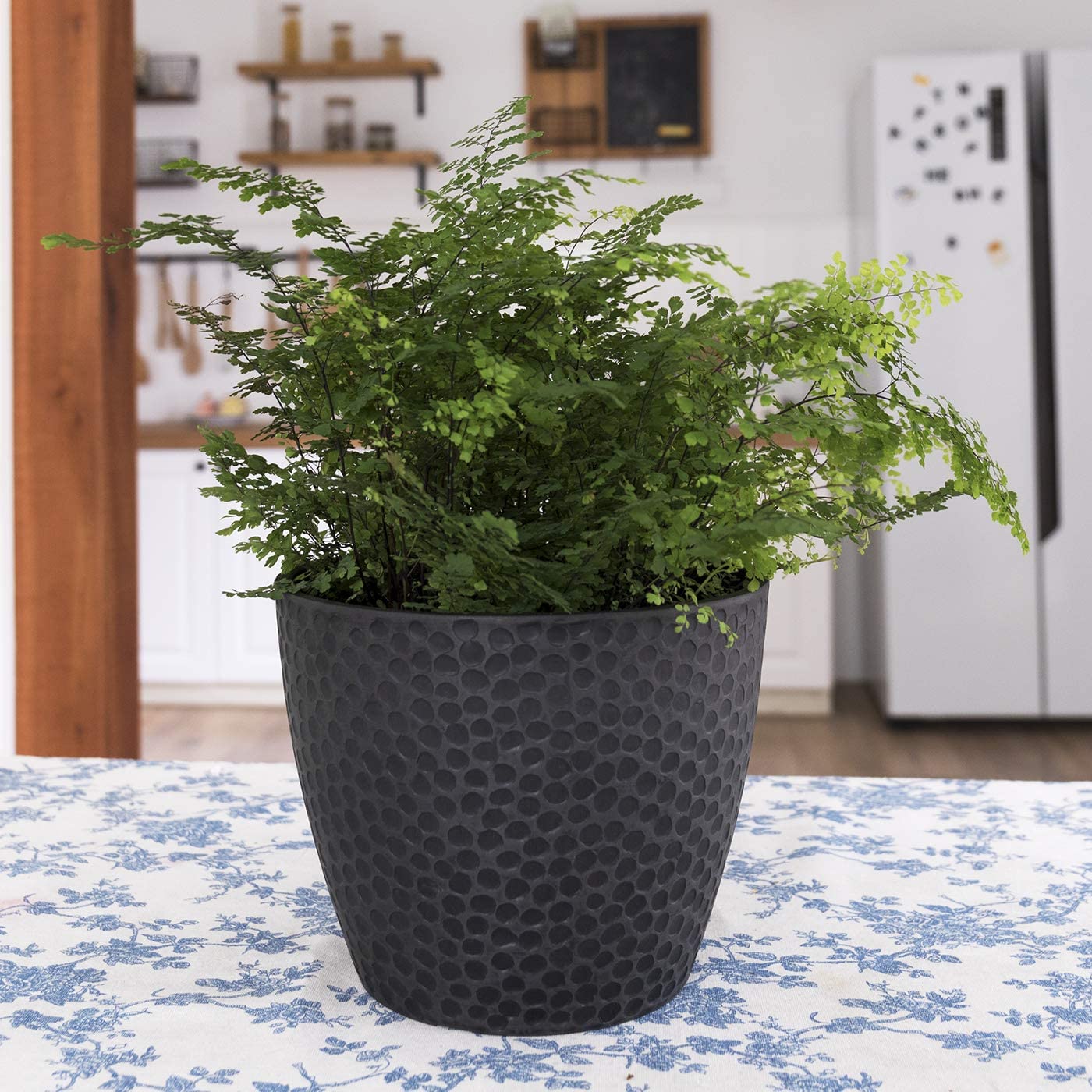 Outdoor Indoor Planters Flower Pots - 9.4 Inch Planter Pot Containers, Plant Pots, Black, Honeycomb