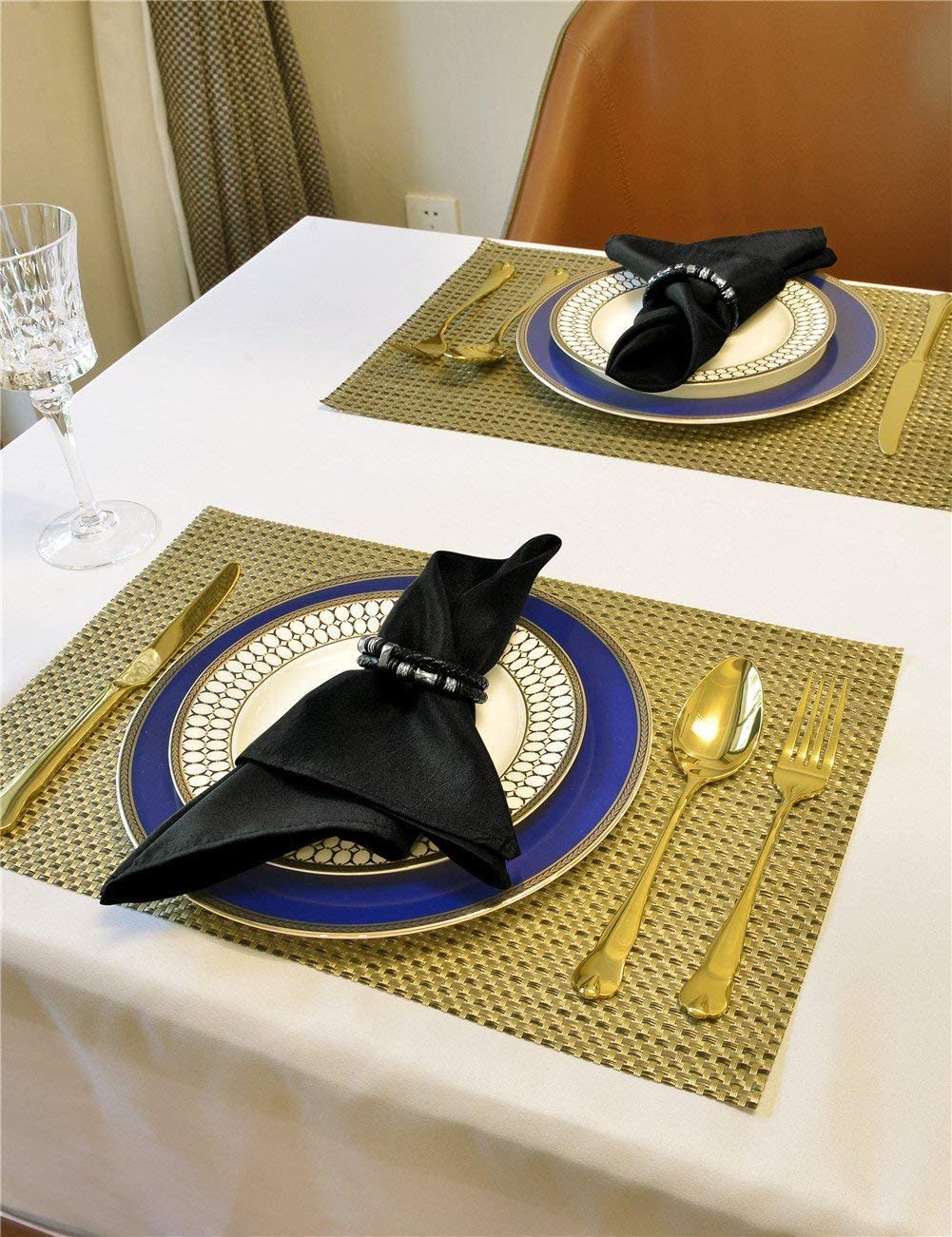Polyester Cloth Napkins 1-Dozen, Solid Washable Fabric Napkins Set of 12, Perfect for Weddings, Parties, Holiday Dinner Black