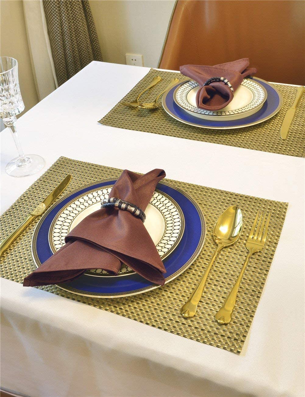 Polyester Cloth Napkins 1-Dozen, Solid Washable Fabric Napkins Set of 14, Perfect for Weddings, Parties, Holiday Dinner Chocolate