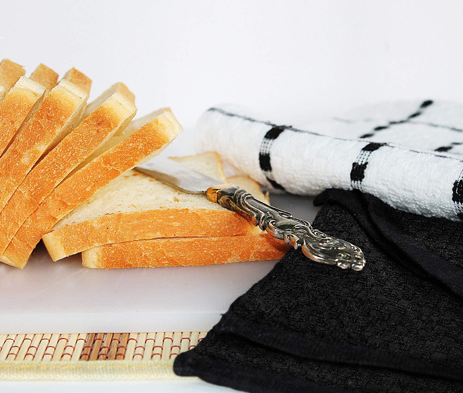 Towels Kitchen Towels, 15 x 25 Inches, 100% Ring Spun Cotton Super Soft and Absorbent Black Dish Towels, Tea Towels and Bar Towels, (Pack of 12)