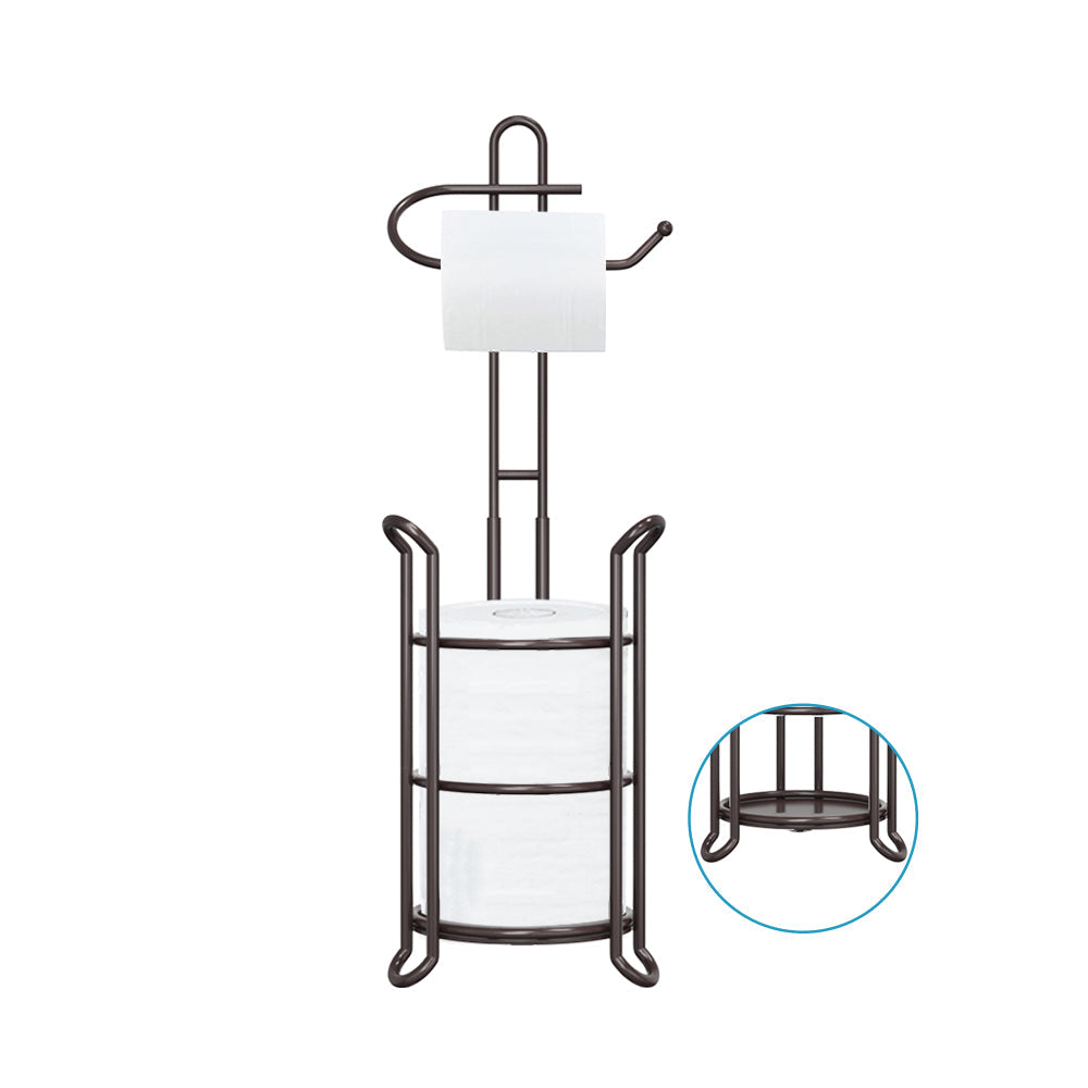 TreeLen Toilet Paper Holder Stand Bathroom Tissue Roll Dispenser Holder Free Standing with Storage Rack Reserves 4 Mega Rolls-Bronze