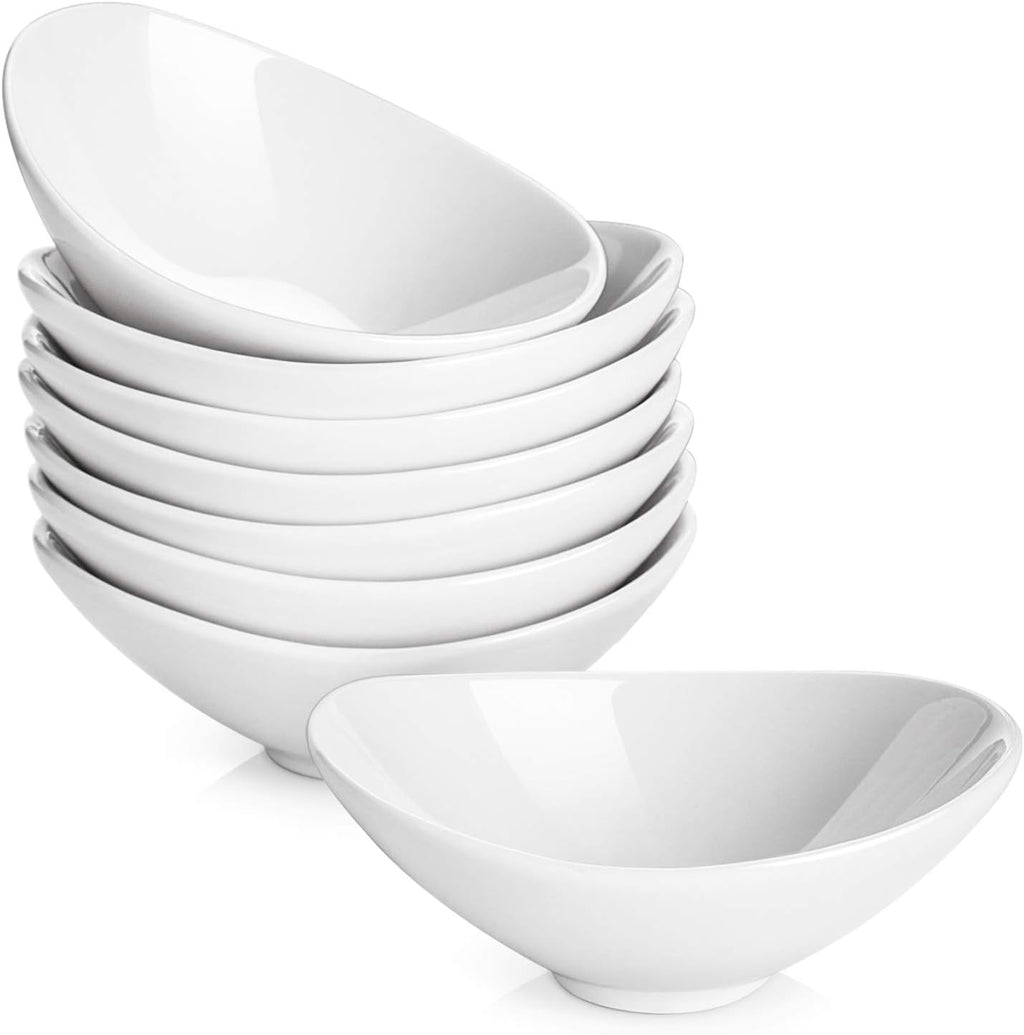 Ceramic Dip Bowls, 3 Oz 8 Pack White Dipping Bowls, Mini Serving Bowls for Side Dishes, Sushi Soy Sauce Dish, Gravy Boat Porcelain Dipping Sauce Cups for BBQ and Party Dinner