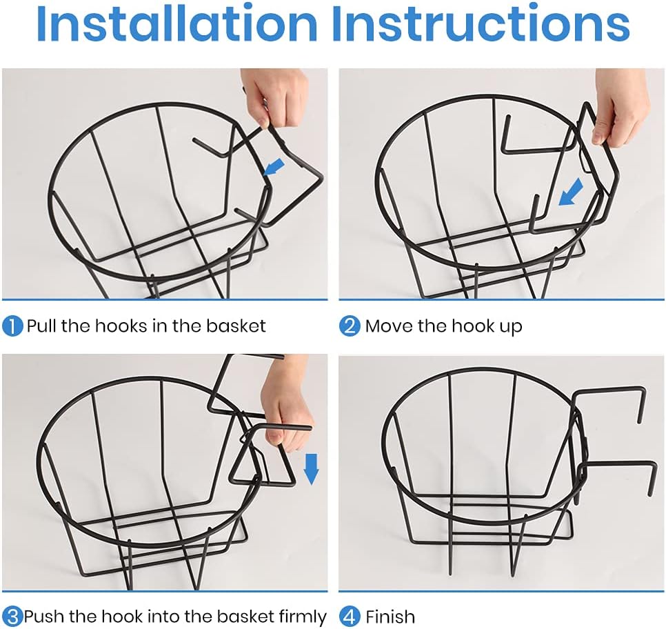 TreeLen 3Pack 10inch Railing Planters Outdoor Balcony Hanging Baskets for Plants Fence Planters Metal Potted Stand Indoor Porch Railing Planters Flower Pot Holder