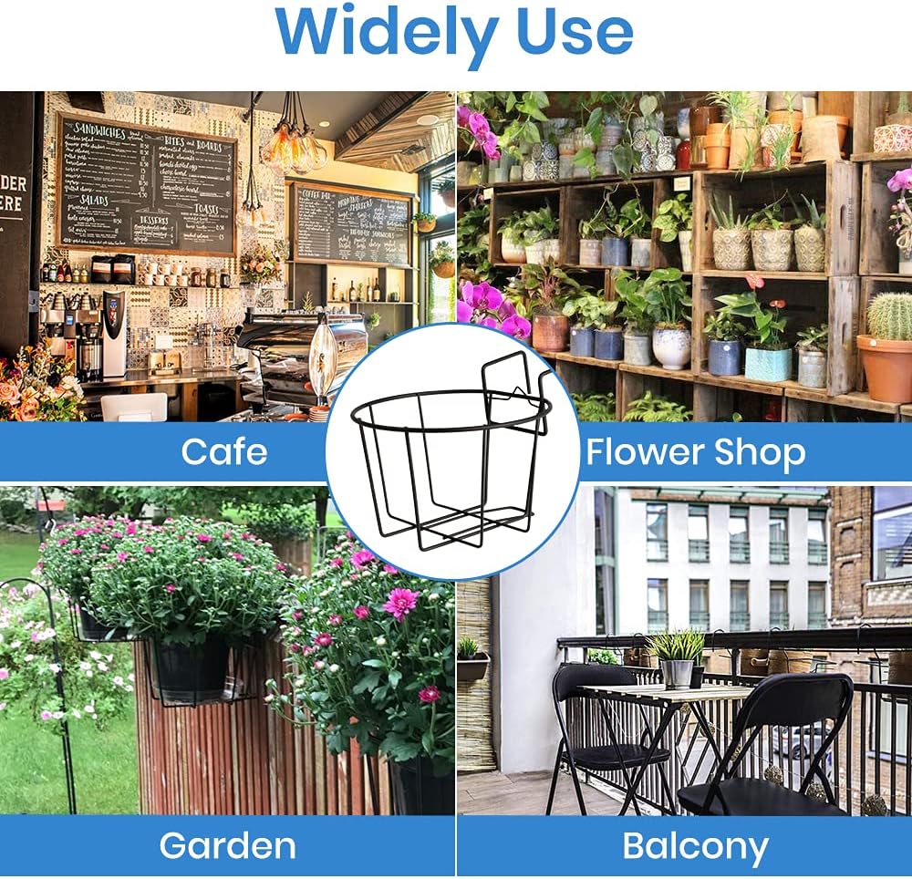 TreeLen 3Pack 10inch Railing Planters Outdoor Balcony Hanging Baskets for Plants Fence Planters Metal Potted Stand Indoor Porch Railing Planters Flower Pot Holder