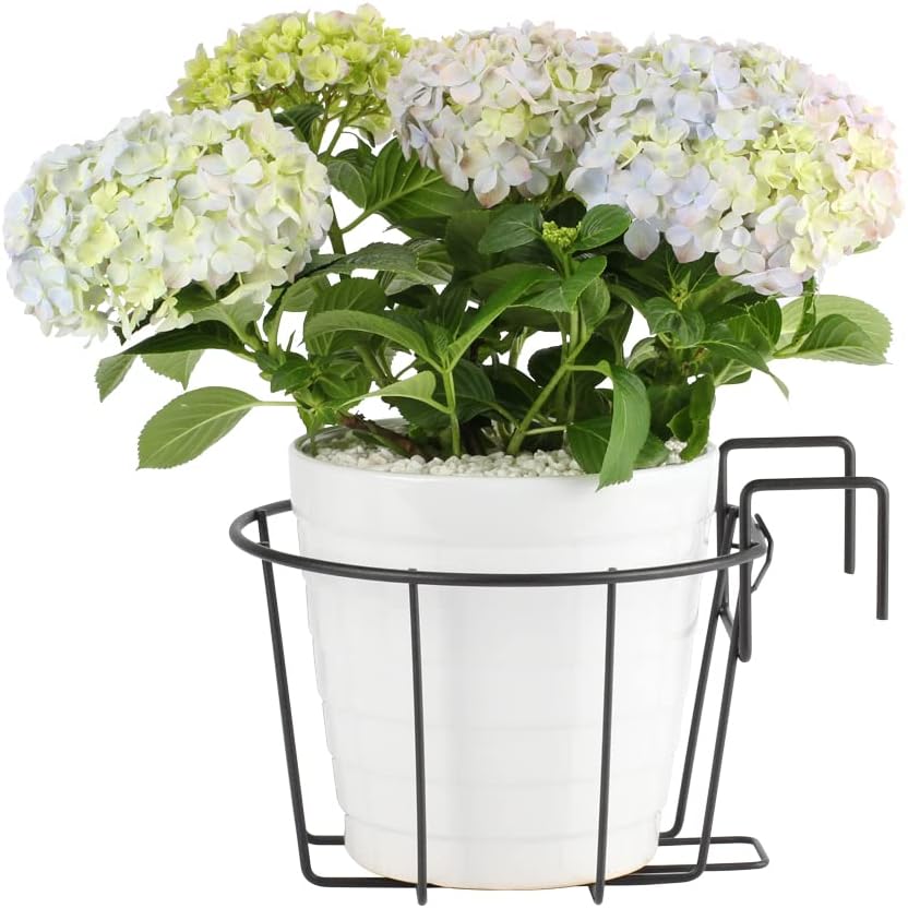 TreeLen 3Pack 10inch Railing Planters Outdoor Balcony Hanging Baskets for Plants Fence Planters Metal Potted Stand Indoor Porch Railing Planters Flower Pot Holder