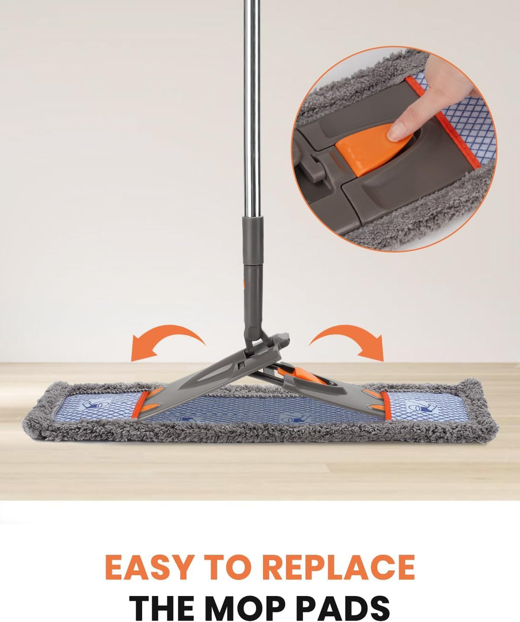 Microfiber Mops for Floor Cleaning,Flat Floor Mop with 2 Reusable Washable Pads,Wet Dry Mop for Hardwood, Vinyl, Laminate, Tile Floor Cleaning Gray