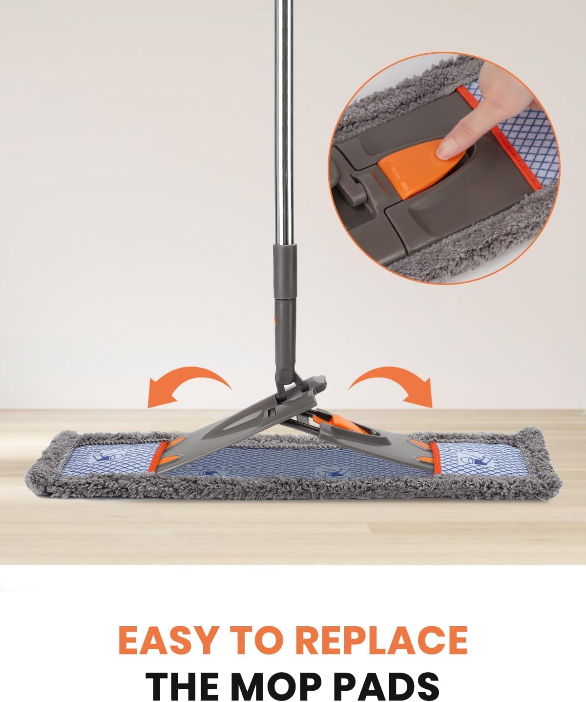 Microfiber Mops for Floor Cleaning,Flat Floor Mop with 2 Reusable Washable Pads,Wet Dry Mop for Hardwood, Vinyl, Laminate, Tile Floor Cleaning Gray