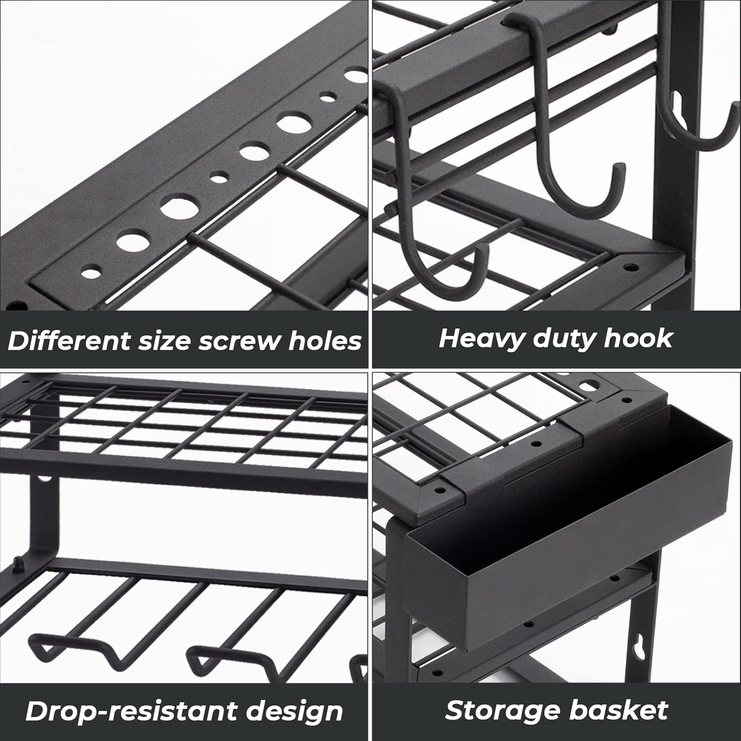 TreeLen Power Tool Organizer Wall Mount, Power Tool Holder 3 Layers Heavy Duty Drill Holder Suitable for Garage, Workshop and Warehouse