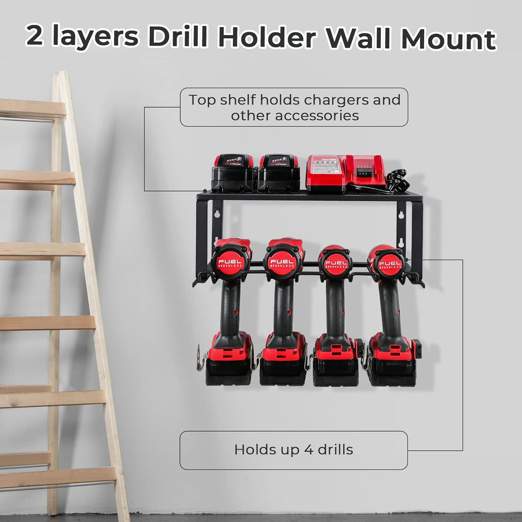 TreeLen Power Tool Organizer, Drill Holder Wall Mount,Heavy Duty Tool Shelf & Storage Rack, Great as Tool Box Organizers and Storage