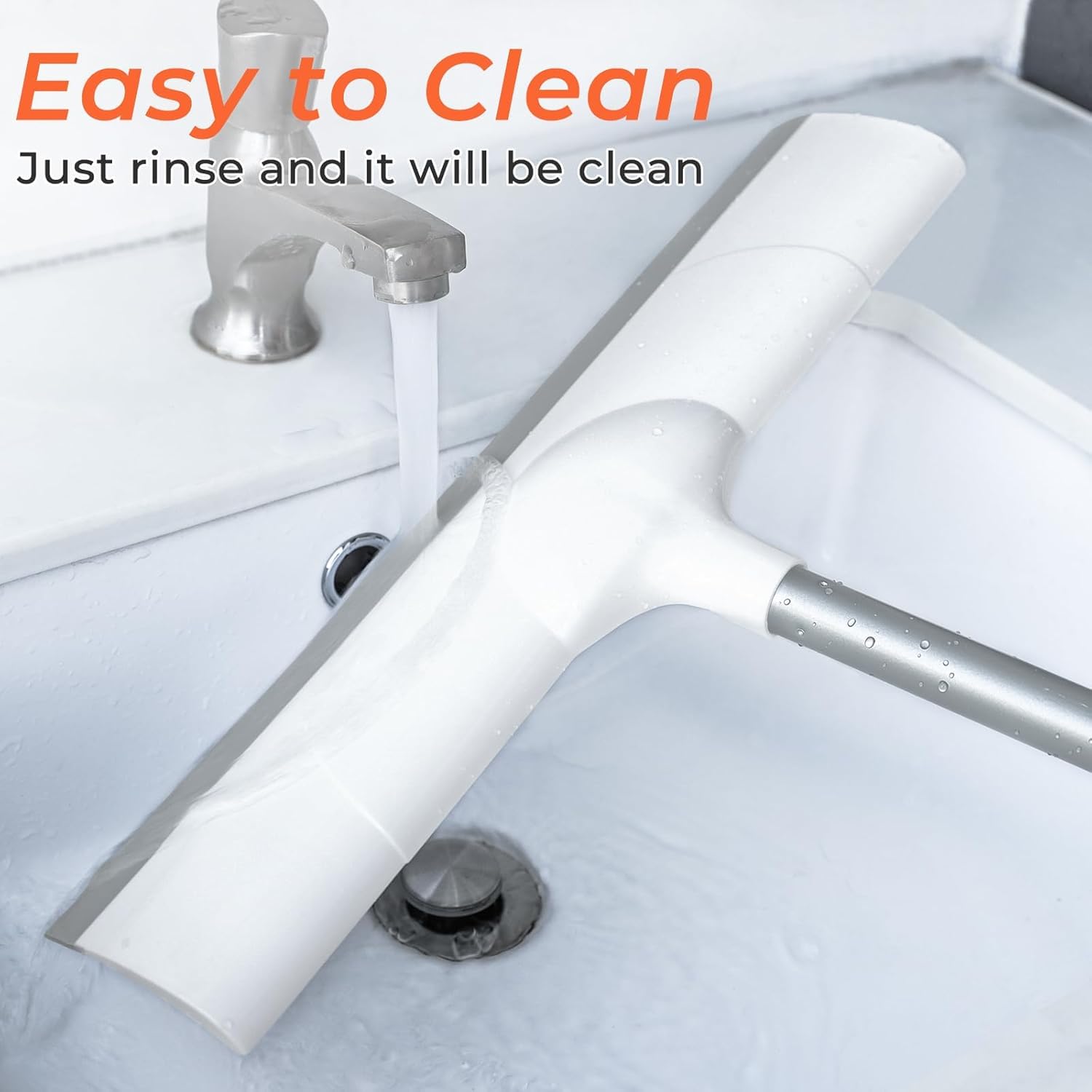 Floor Squeegee 50" Long Handle Rubber Squeegee Broom for Garage Concrete Shower Tile Pet Hair Deck Heavy Duty Floor Wiper Water Squeegee