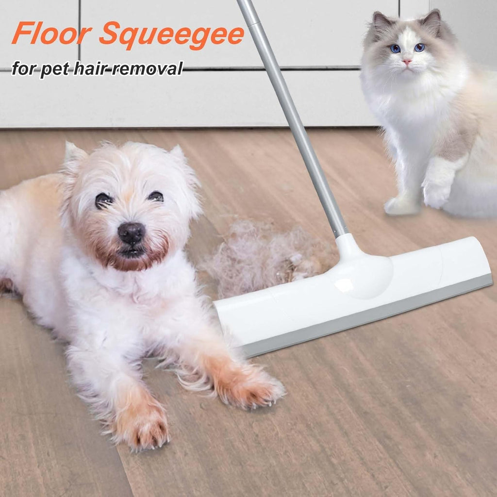Floor Squeegee 50" Long Handle Rubber Squeegee Broom for Garage Concrete Shower Tile Pet Hair Deck Heavy Duty Floor Wiper Water Squeegee