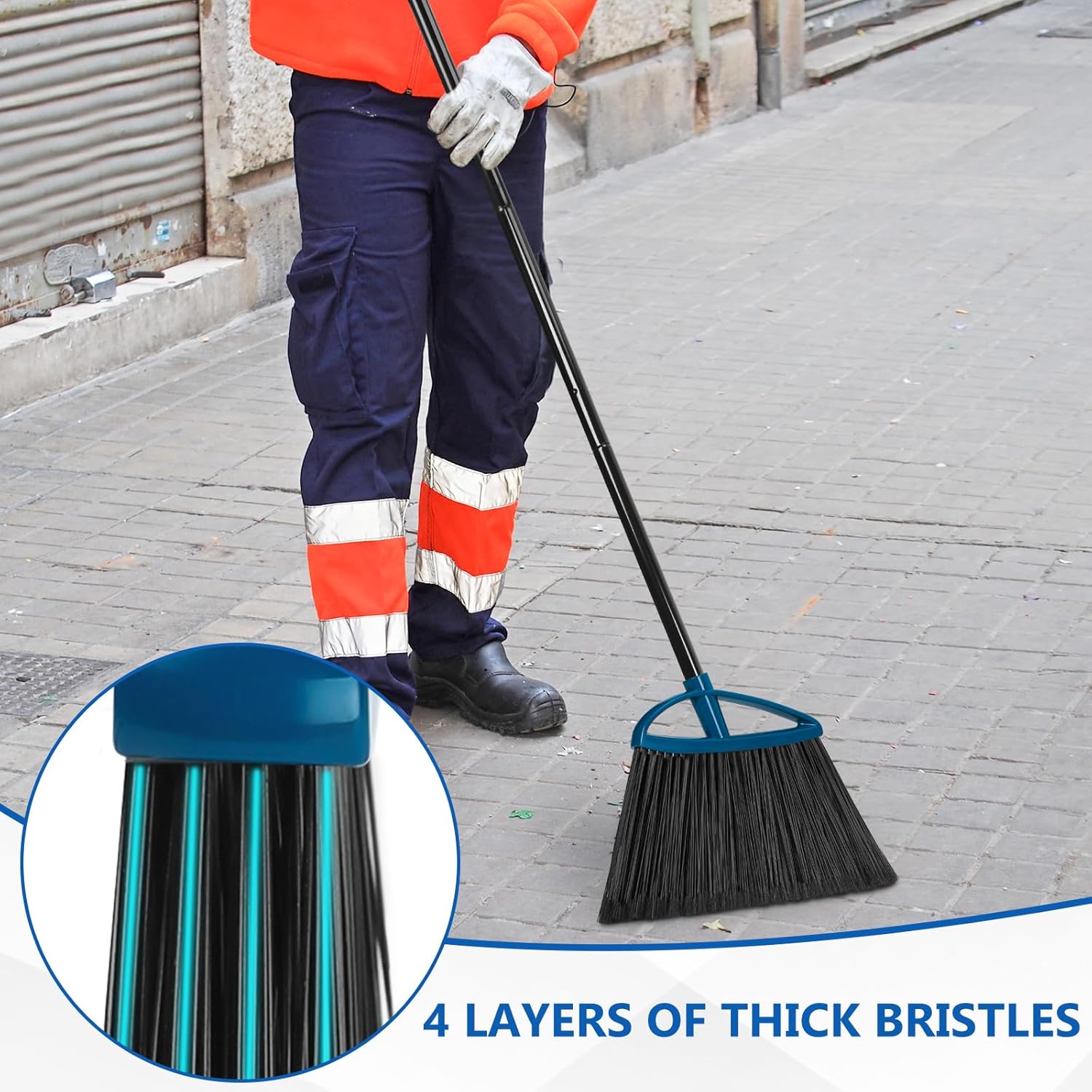 3 Pack Outdoor Broom Heavy Duty 60''Large Brooms for Sweeping Patio Garage Lobby Yard Garden Kitchen Indoor House Angle Broom Office Commercial Broom