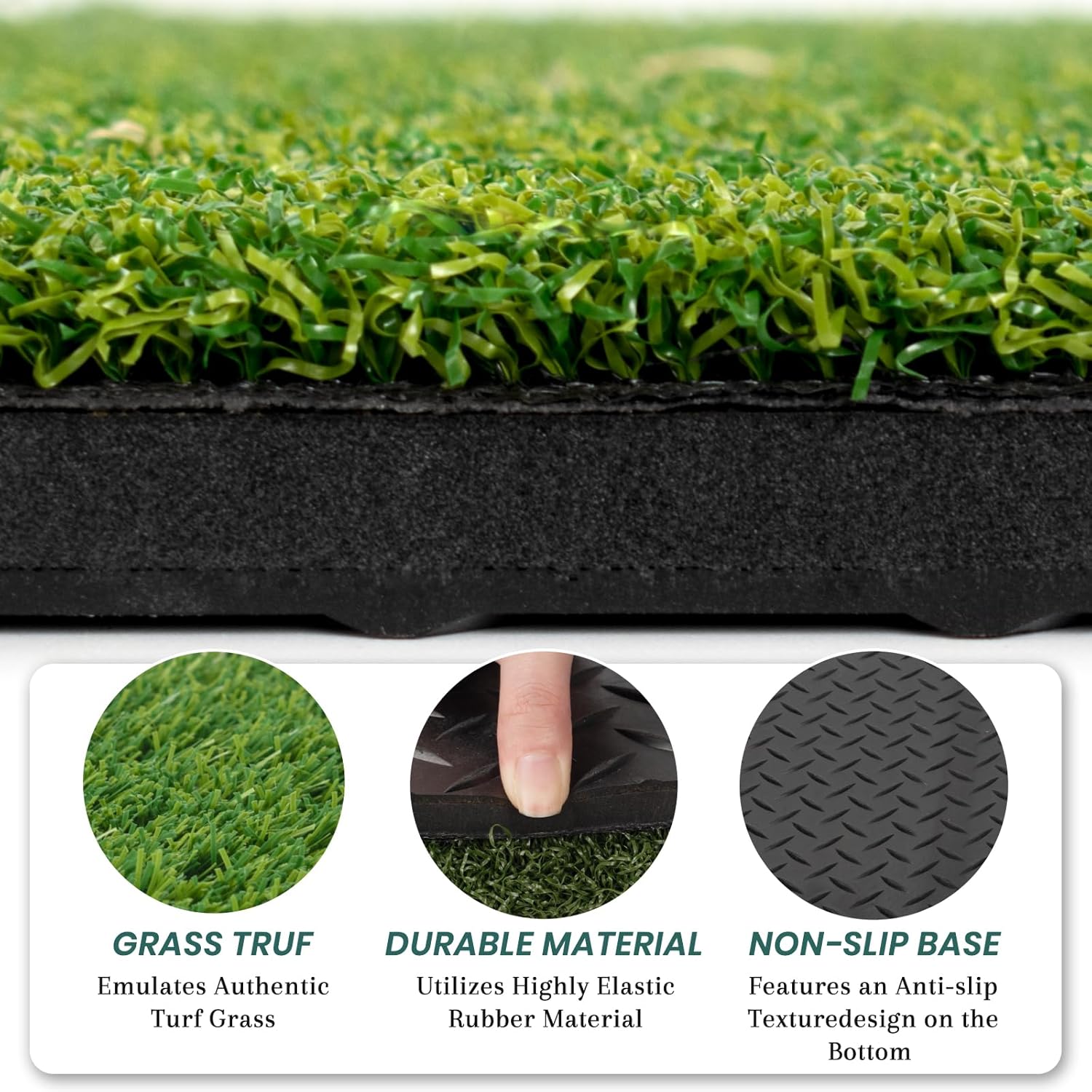 3 in1 Golf Hitting Mat 32 * 17" Golf Practice Mat Indoor Outdoor -Fairway, Rough & Driving Turf-Golf Practice Swing/Chipping Mat