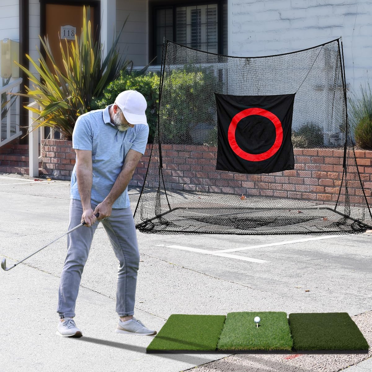 3 in1 Golf Hitting Mat 32 * 17" Golf Practice Mat Indoor Outdoor -Fairway, Rough & Driving Turf-Golf Practice Swing/Chipping Mat