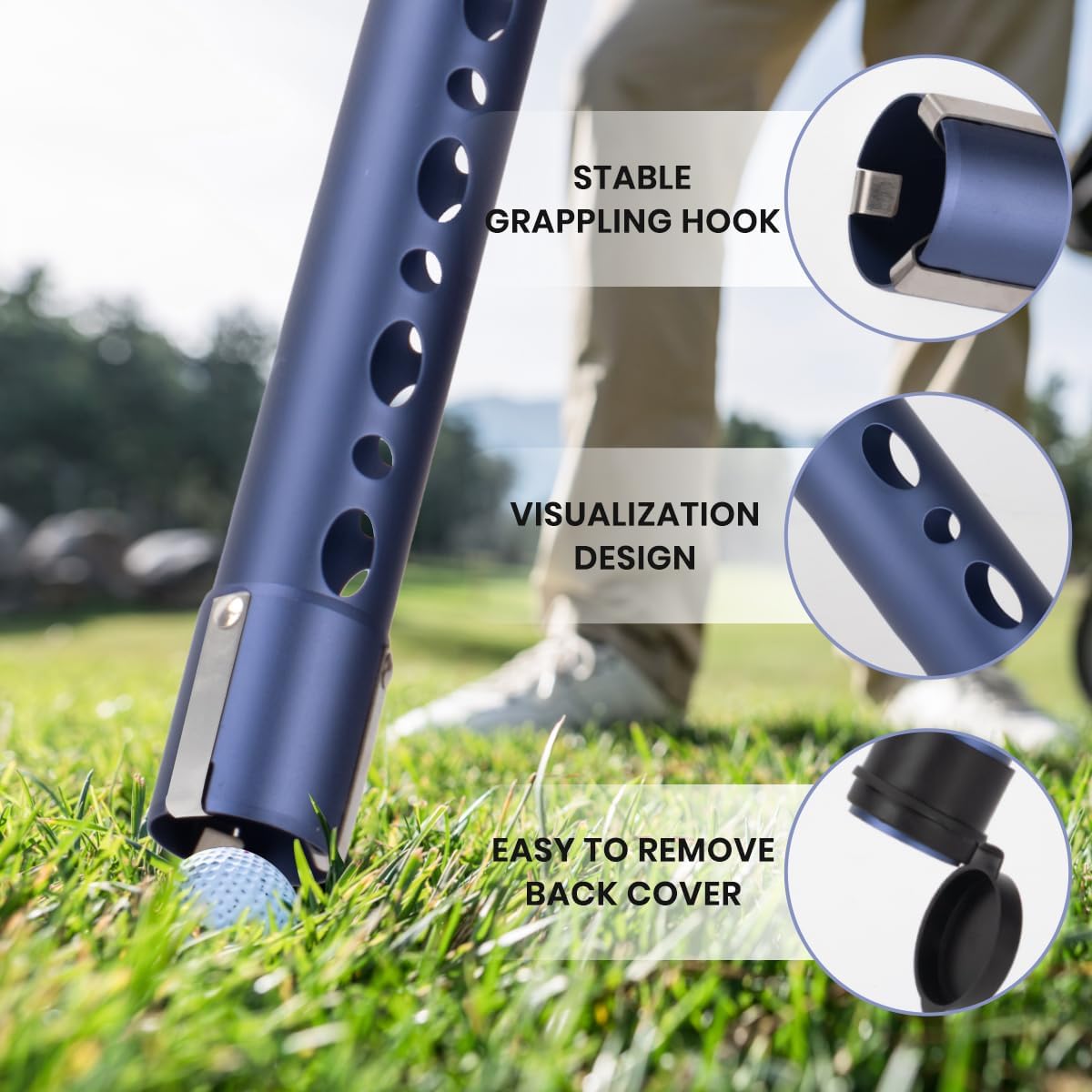 Golf Ball Picker Upper Aluminium Ball Retriever Tool Golf, Golf Ball Retriever Golf Ball Tube Collector, Pickup Tool Device for Men Women