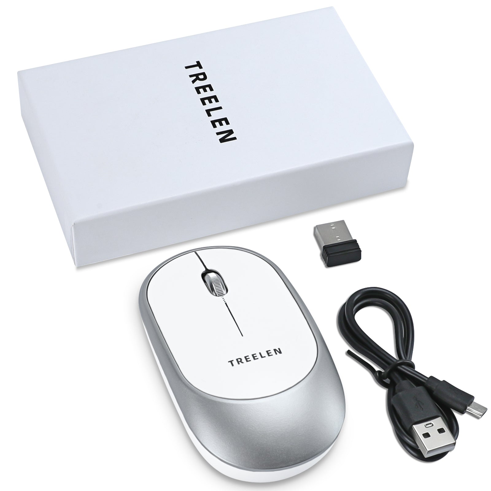 Treelen , Computer Mouse 18 Months Battery Life Cordless Mouse, 5 Level 4800 DPI, 6 Button Ergo Wireless Mice, 2.4G Portable USB Wireless Mouse for Laptop, Mac, Chromebook, PC, Windows