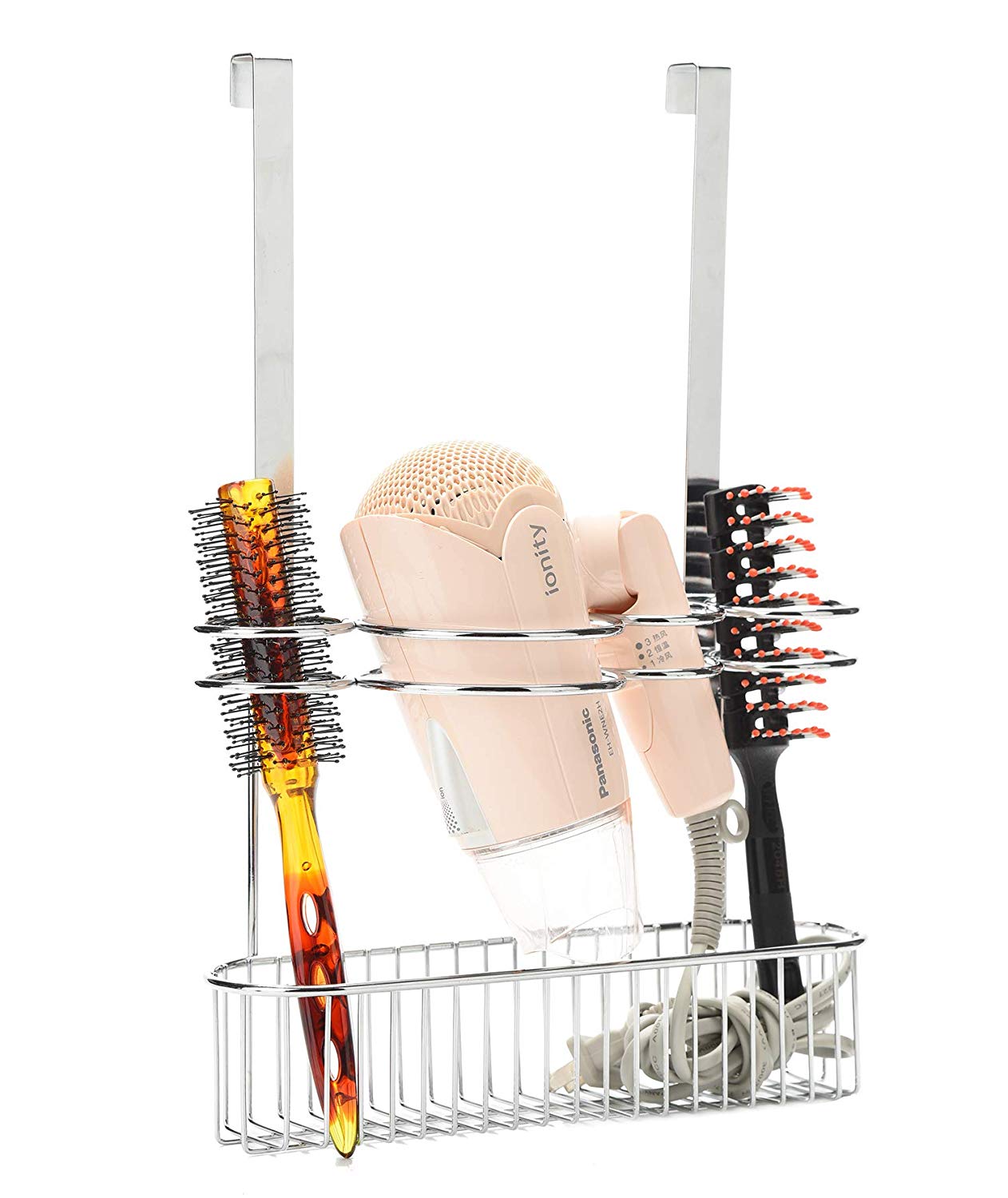 Hair Dryer Holder Shelf,Wall Mount &Over Cabinet Door Hair Care & Styling Tool, Hot Styling Tool Organizer Storage Organizer Rack for Hair Dryer, Flat Iron, Curling Wand, Hair Straighteners, Brushes
