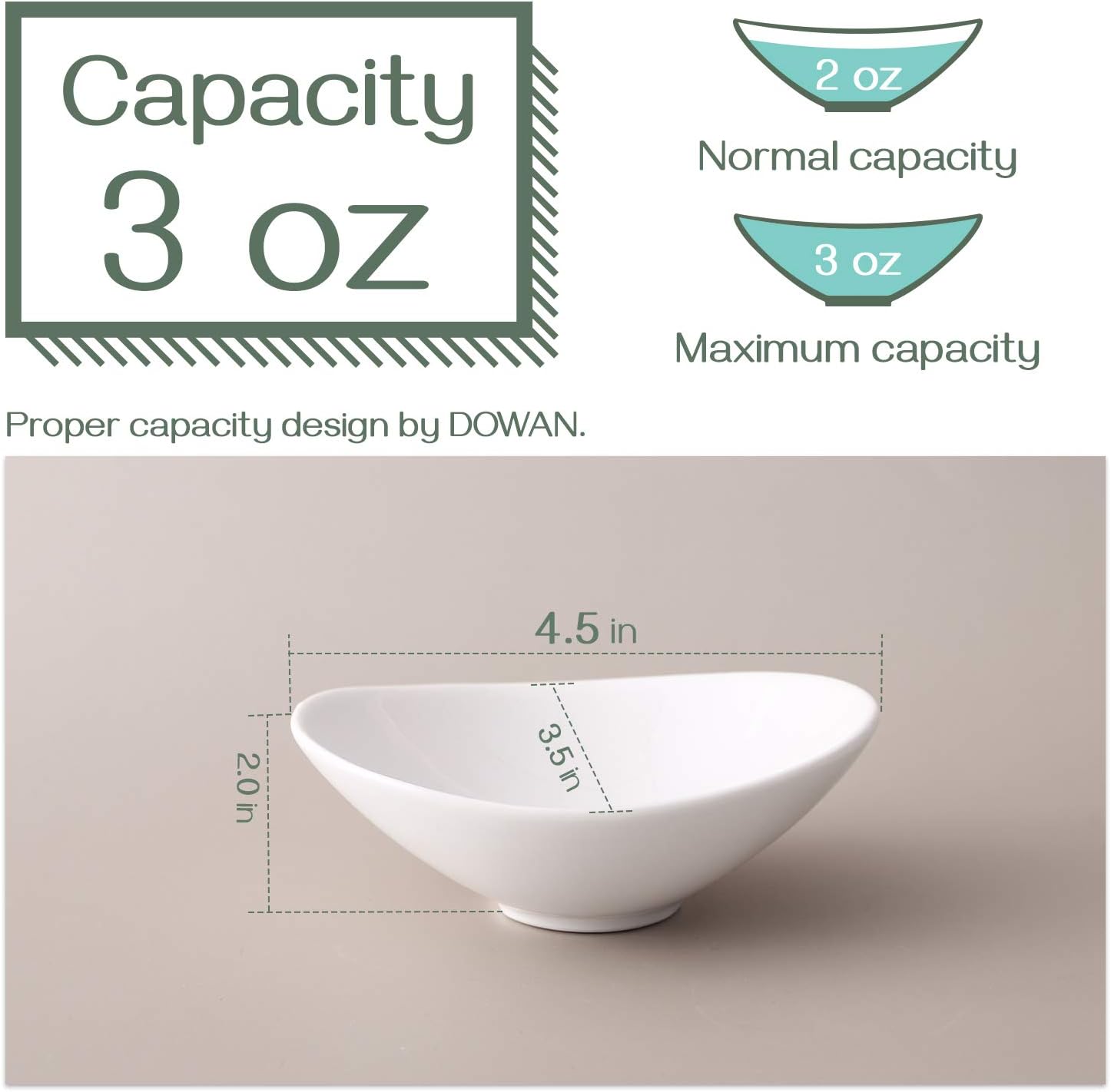 Ceramic Dip Bowls, 3 Oz 8 Pack White Dipping Bowls, Mini Serving Bowls for Side Dishes, Sushi Soy Sauce Dish, Gravy Boat Porcelain Dipping Sauce Cups for BBQ and Party Dinner