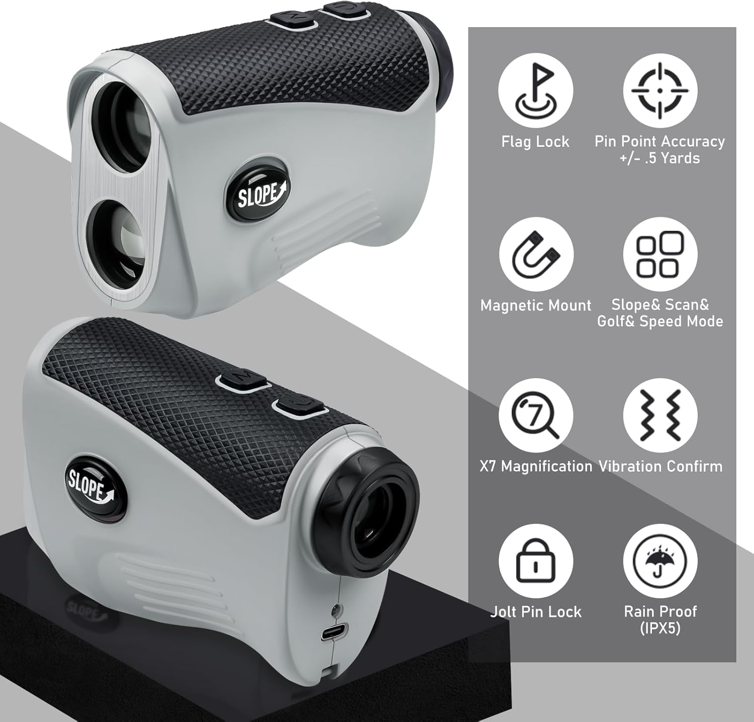 Golf Range Finder Magnetic,1200 Yard Golf Rangefinder with Slope, 7X Magnification Golf Laser Rangefinder with Flag Pole Lock Vibration Rechargeable High-Precision