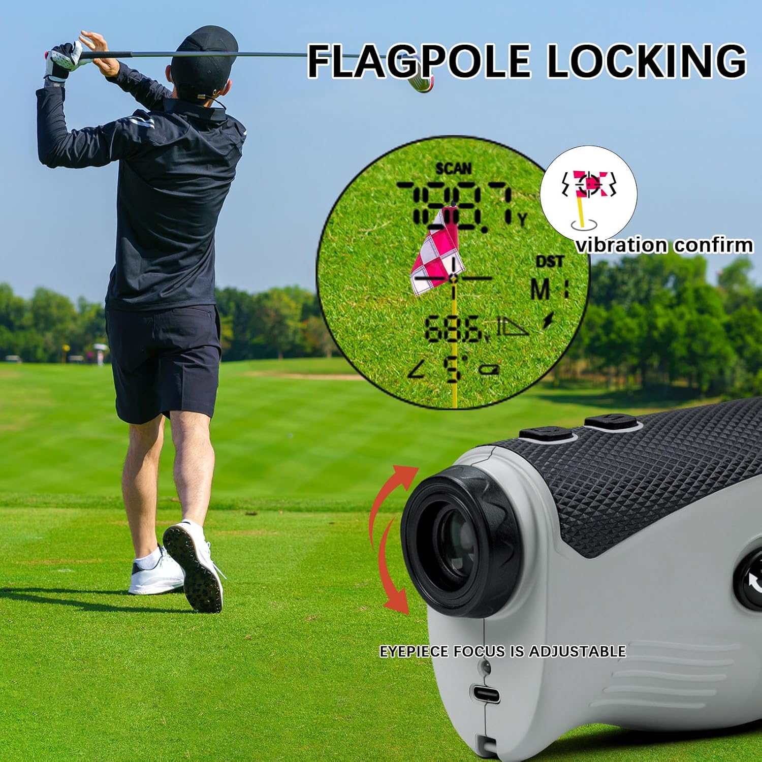 Golf Range Finder Magnetic,1200 Yard Golf Rangefinder with Slope, 7X Magnification Golf Laser Rangefinder with Flag Pole Lock Vibration Rechargeable High-Precision
