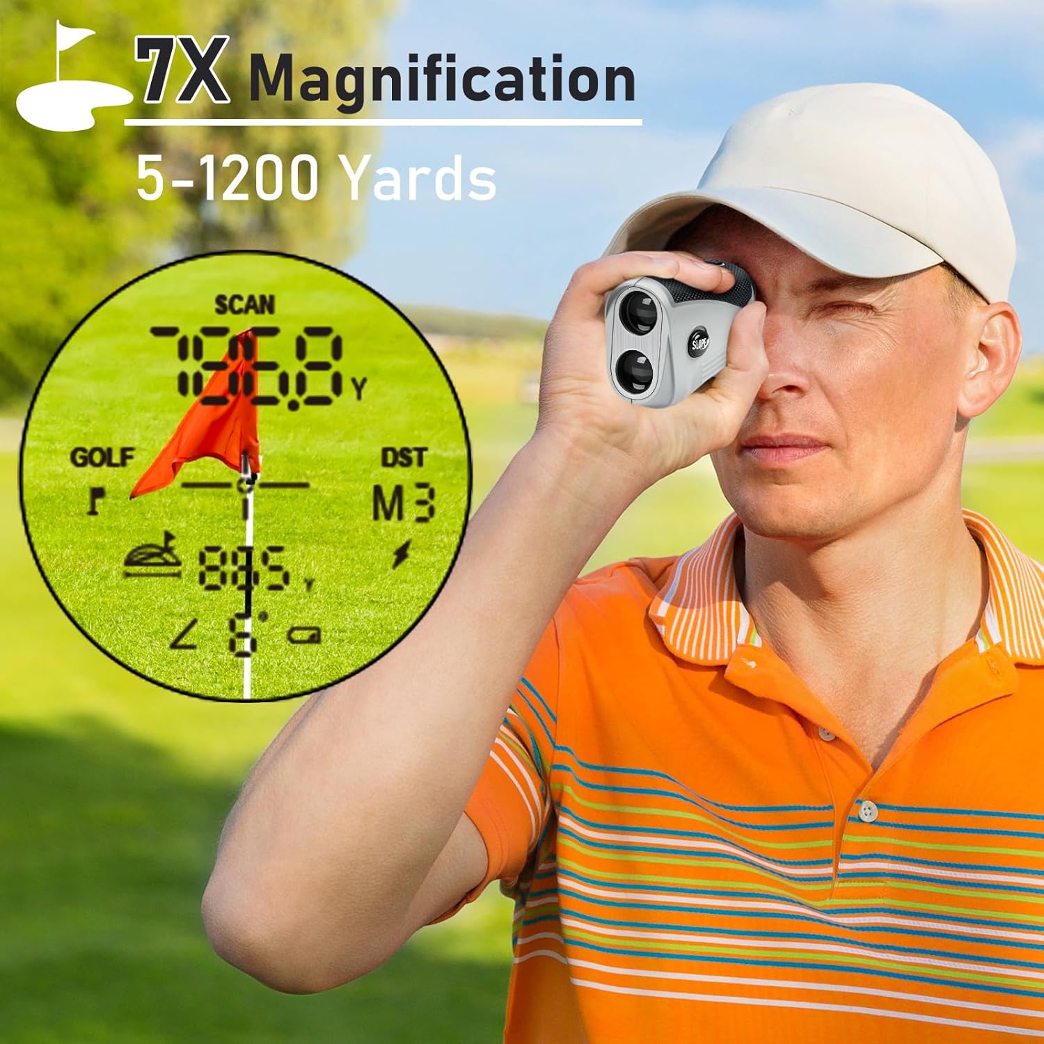 Golf Range Finder Magnetic,1200 Yard Golf Rangefinder with Slope, 7X Magnification Golf Laser Rangefinder with Flag Pole Lock Vibration Rechargeable High-Precision