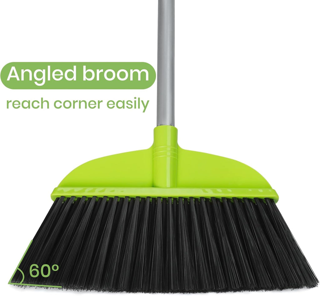 Green Floor Sweeping Brooms 55” House Brooms for Sweeping Indoor Kitchenette Broom for Hardwood Floor Cleaning
