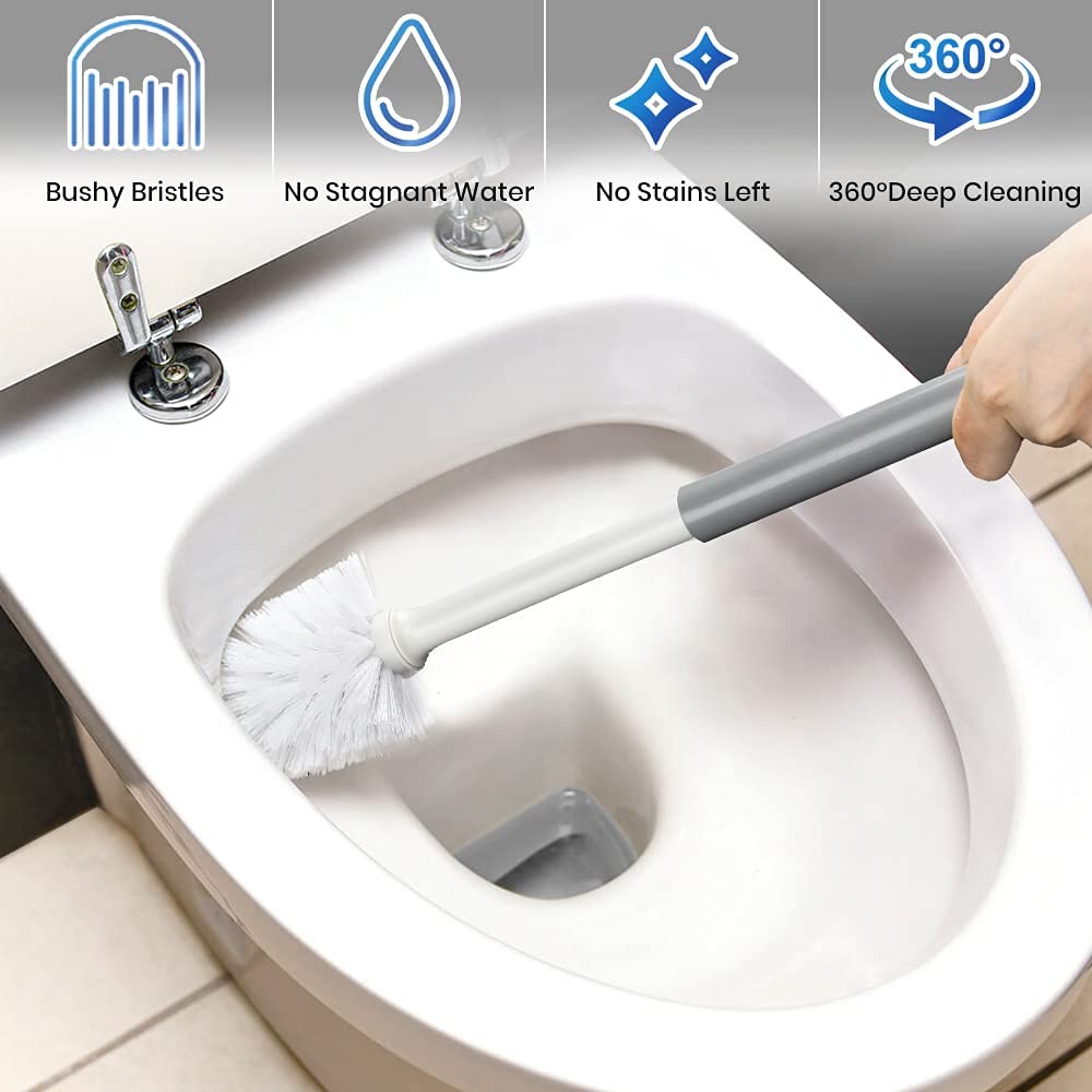 TreeLen Toilet Plunger and Bowl Brush with Holder Combo Set for Bathroom Cleaning