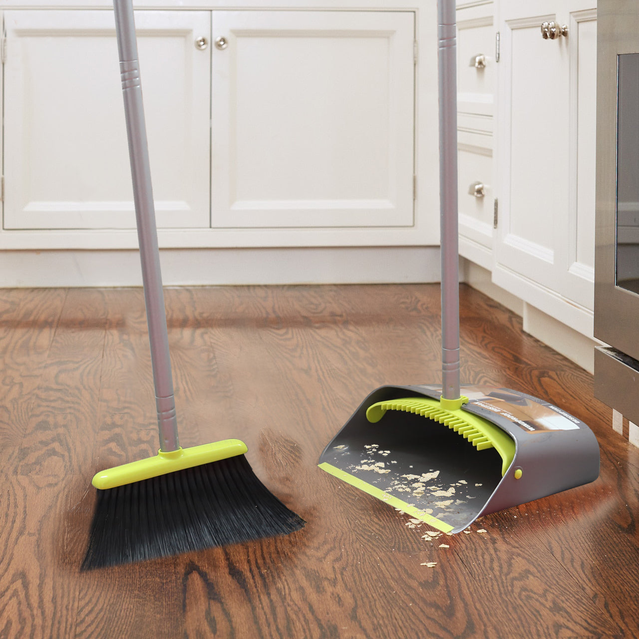 Broom and Dustpan＆Dust pan Set-Upright Broom and Dustpan Combo with Long Extendable Handle for Lobby Kitchen Room Floor Best Cleaning Supplies