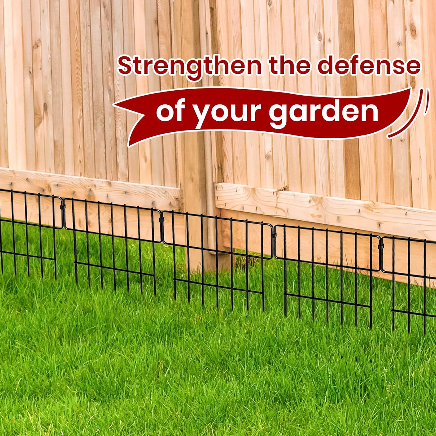 Garden Fencing Animal Barrier，8 Pack No Dig Fence Outdoor for Dog and Rabbit, Rustproof Fences Panels Defense Borders for Yard, Flower Bed, Landscaping