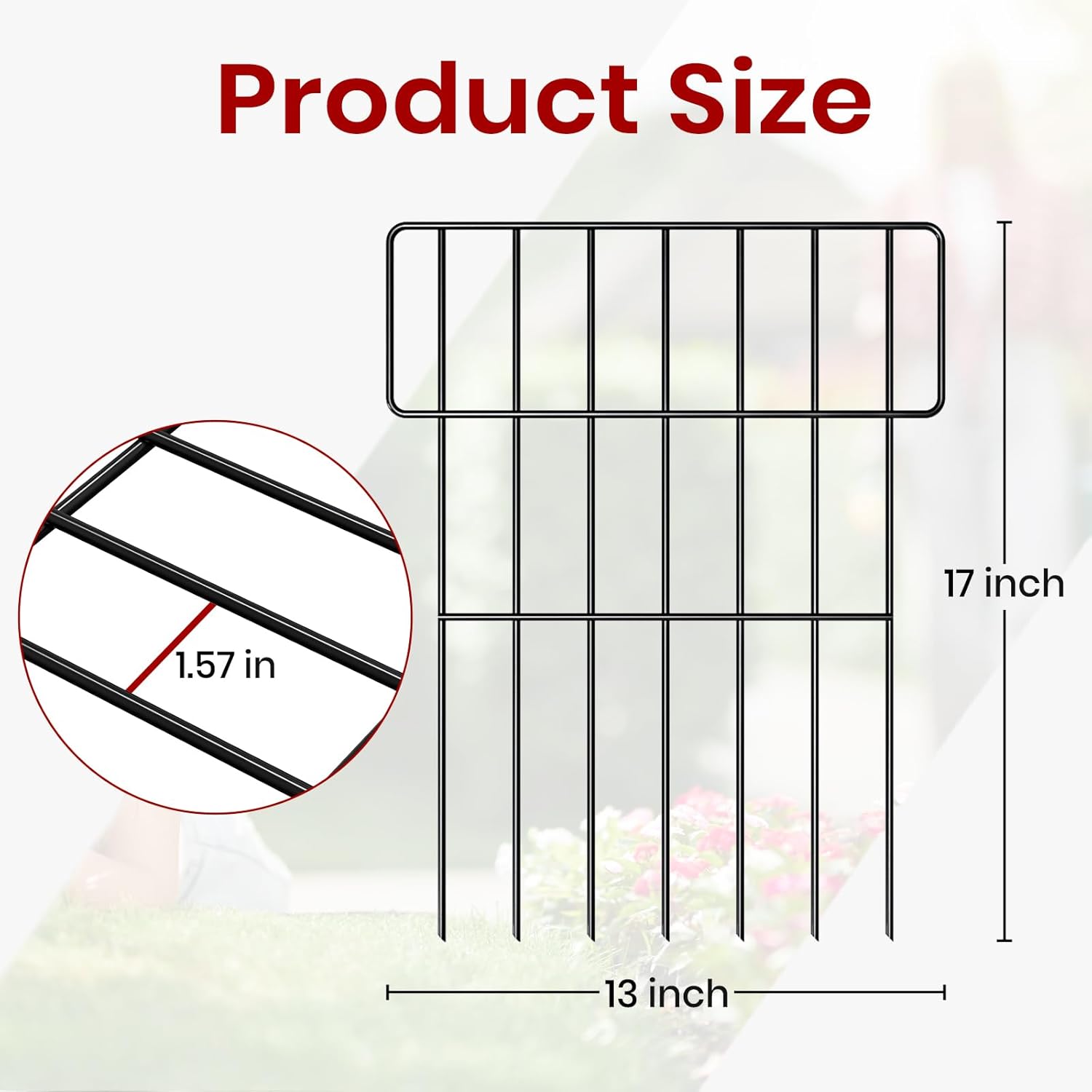 Garden Fencing Animal Barrier，8 Pack No Dig Fence Outdoor for Dog and Rabbit, Rustproof Fences Panels Defense Borders for Yard, Flower Bed, Landscaping