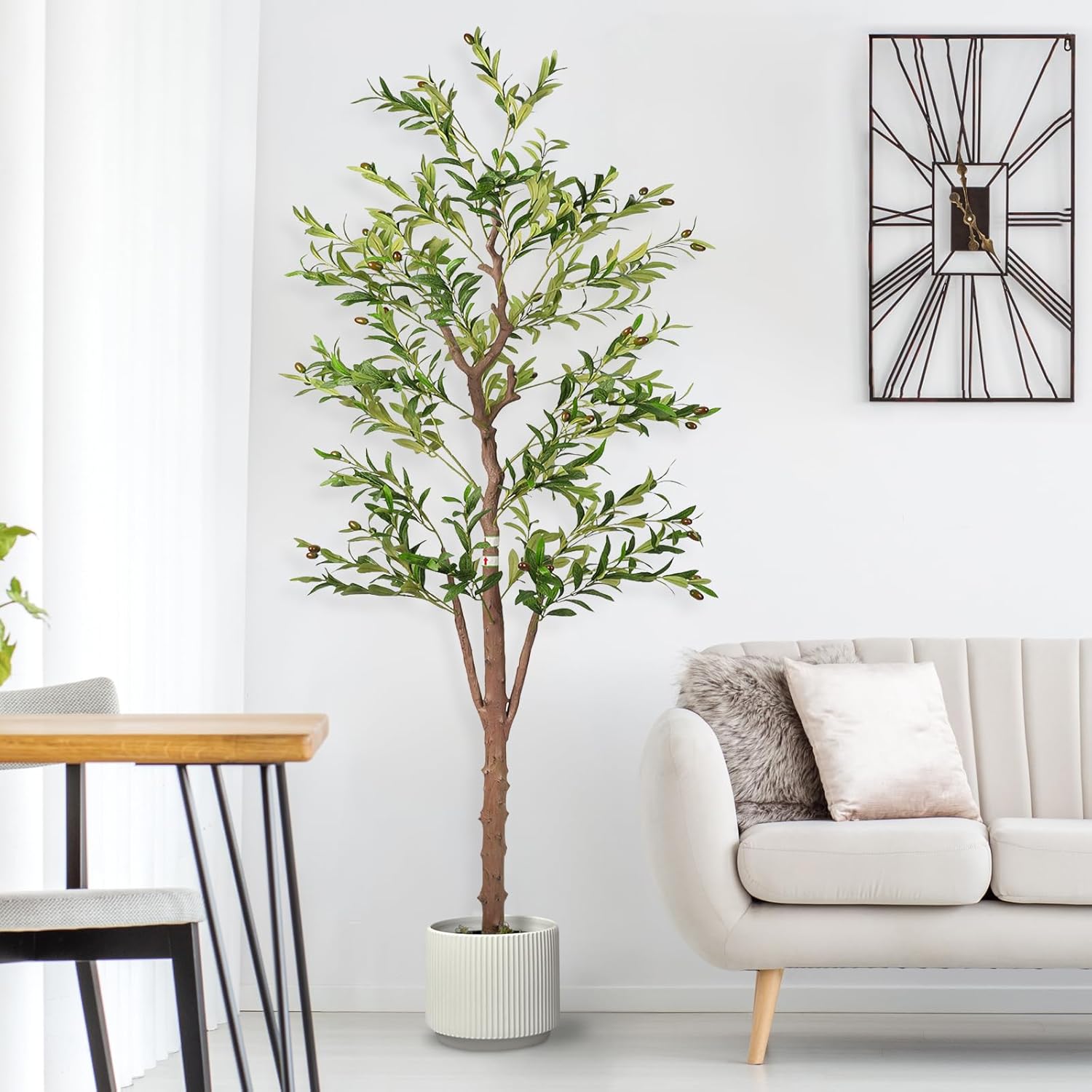 Artificial Olive Trees for Home Decor Indoor 6ft (798 Leaves, 48fruits) Tall Fake Silk Plants Large Faux Plant Tree for Office