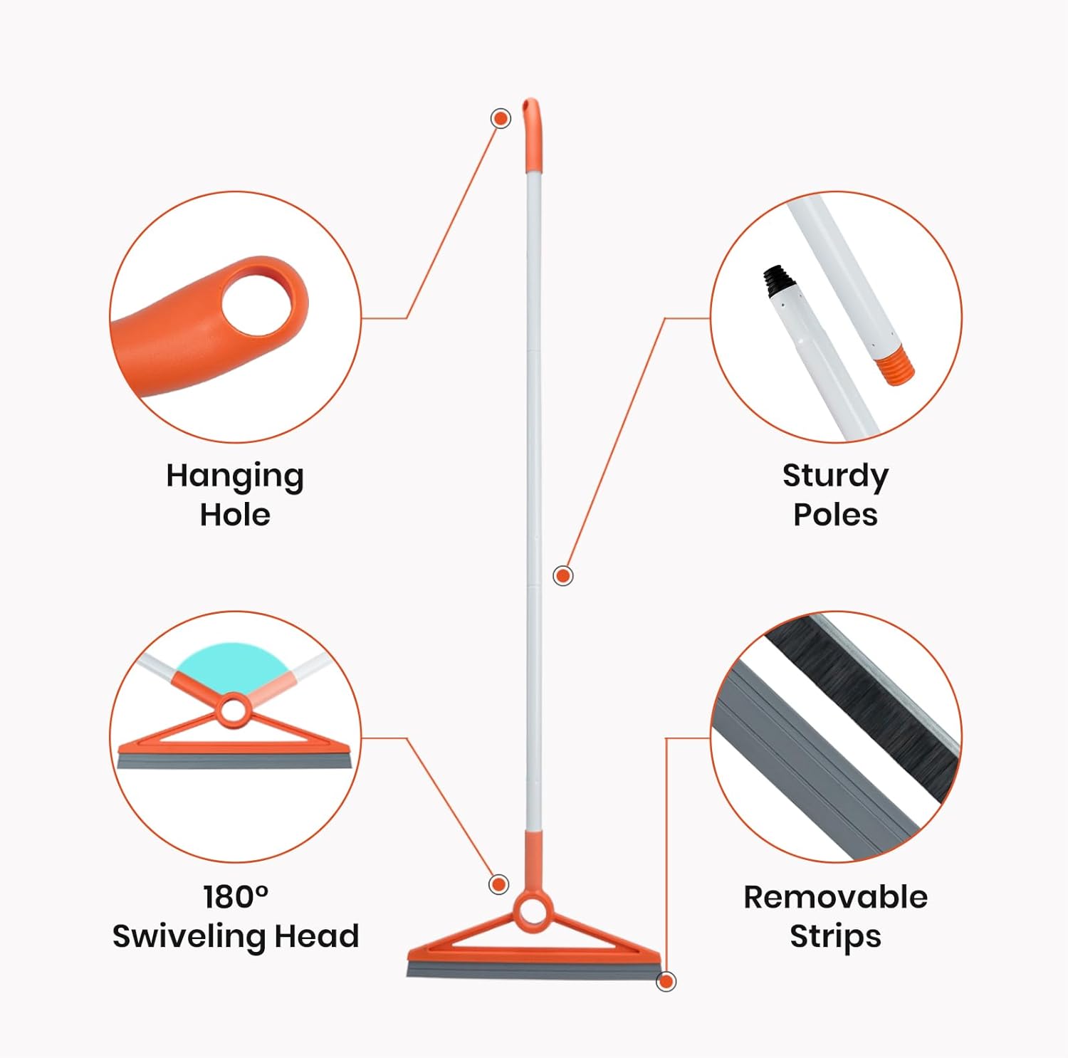Air Broom with Removable Rubber Strip and Broom Bristle, Silicone Broom for Indoor Cleaning, Multifunctional Floor Squeegee for Dust, Hair, Liquids