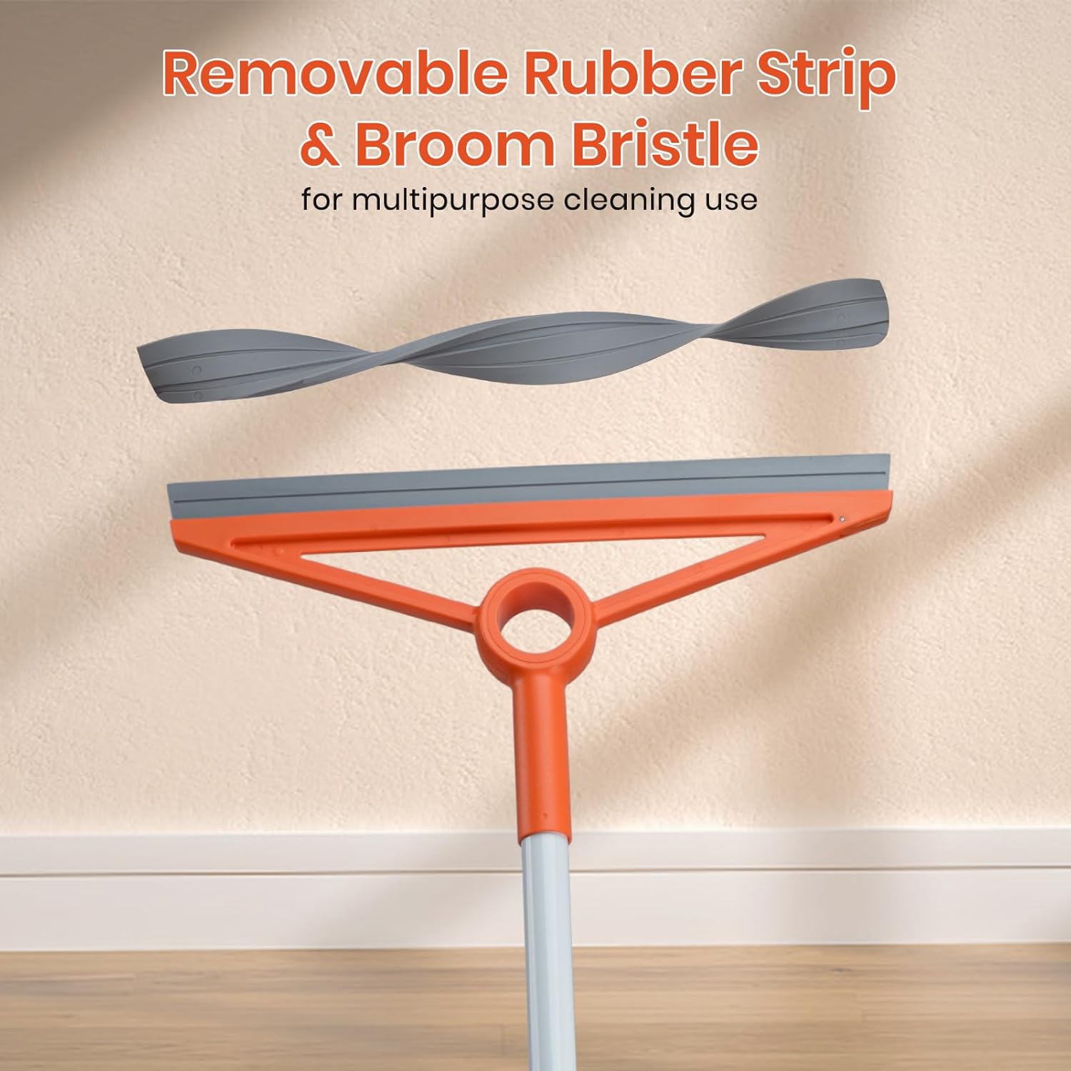 Air Broom with Removable Rubber Strip and Broom Bristle, Silicone Broom for Indoor Cleaning, Multifunctional Floor Squeegee for Dust, Hair, Liquids