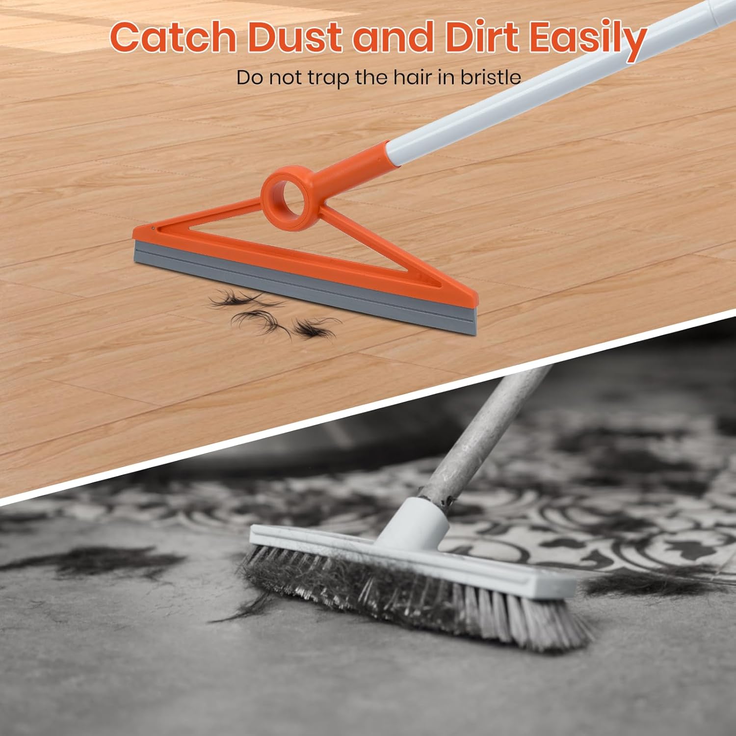 Air Broom with Removable Rubber Strip and Broom Bristle, Silicone Broom for Indoor Cleaning, Multifunctional Floor Squeegee for Dust, Hair, Liquids