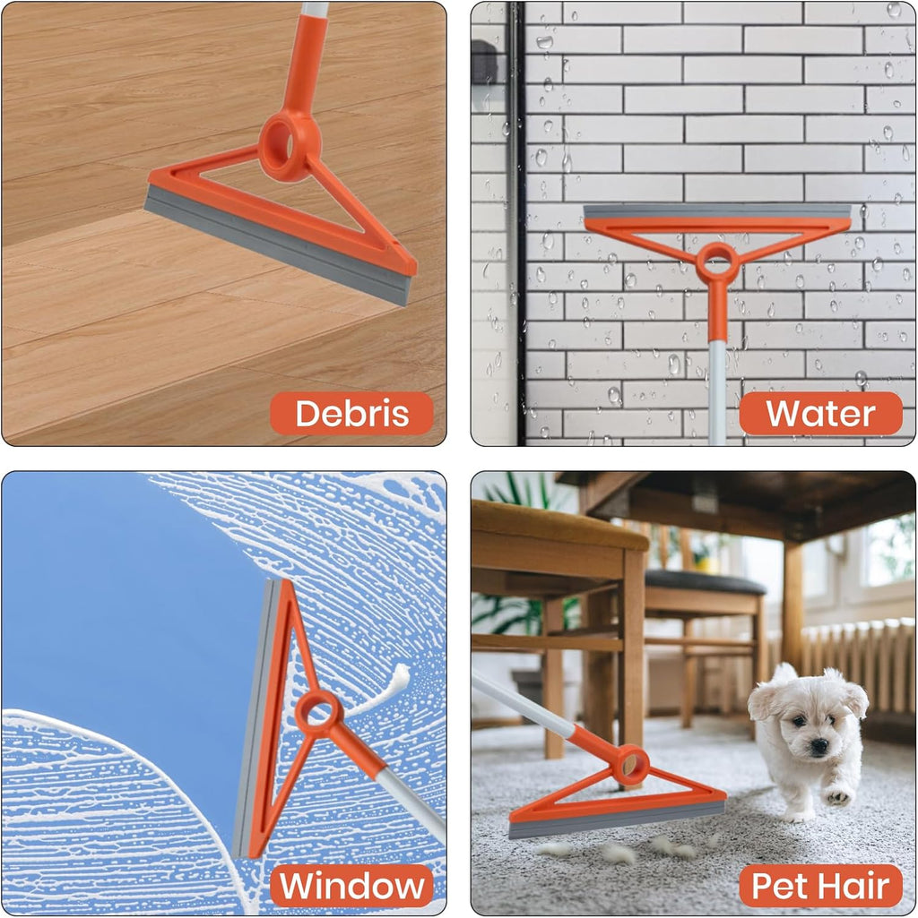 Air Broom with Removable Rubber Strip and Broom Bristle, Silicone Broom for Indoor Cleaning, Multifunctional Floor Squeegee for Dust, Hair, Liquids